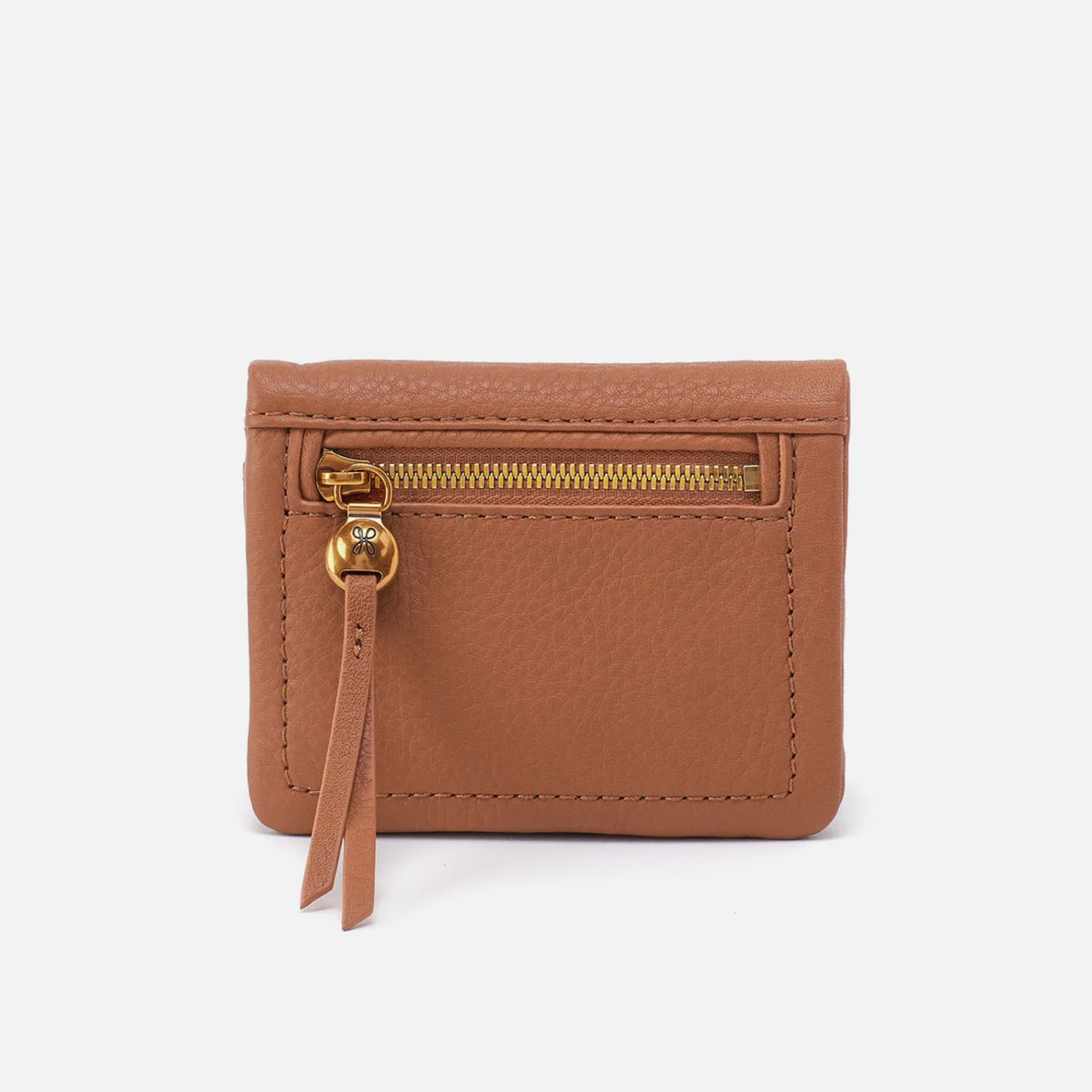 HOBO Lumen Mini Wallet showing compact design with card slots and sleek leather finish.