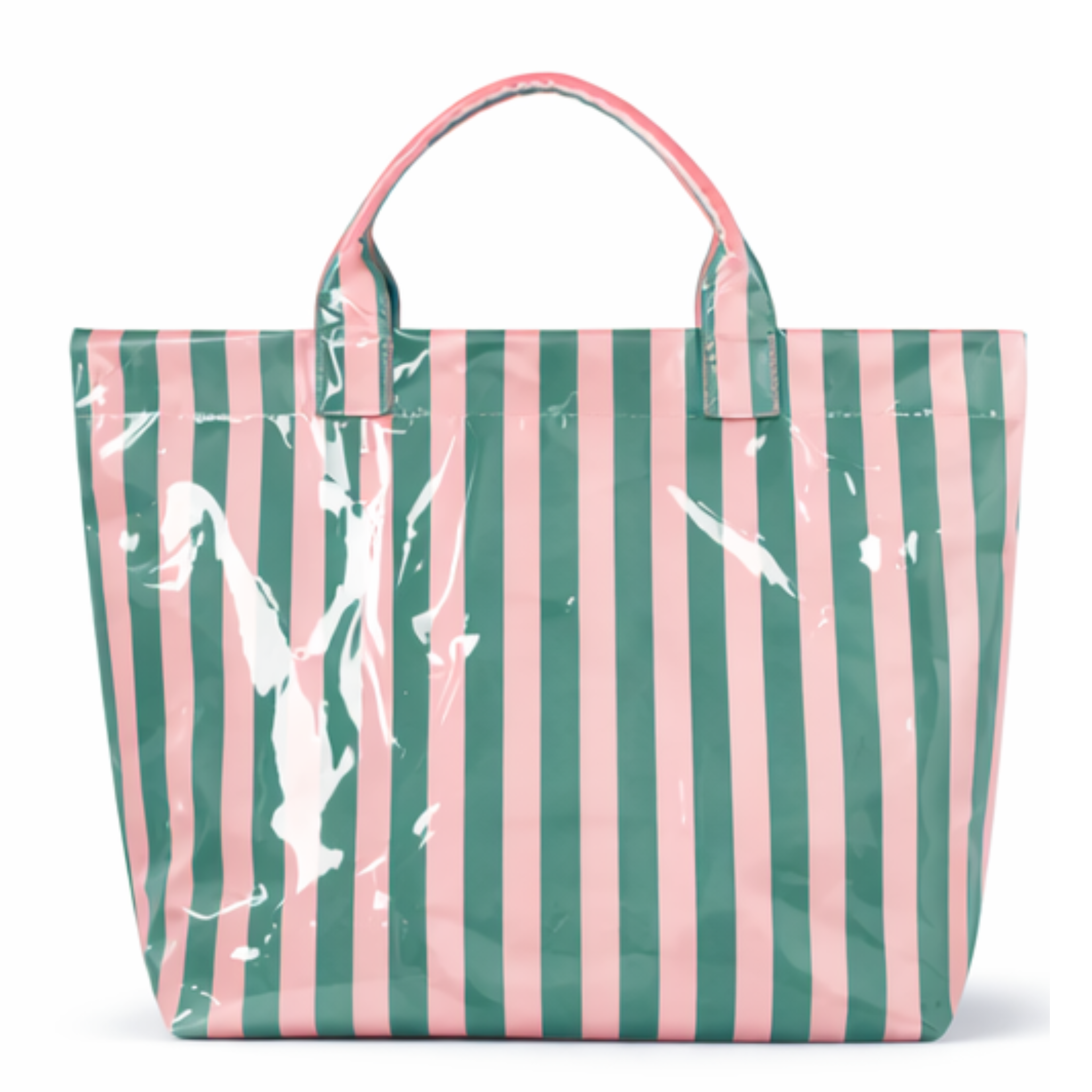 Striped waterproof beach bag by Private Label, showcasing a stylish, durable bag with colorful stripes perfect for seaside outings.