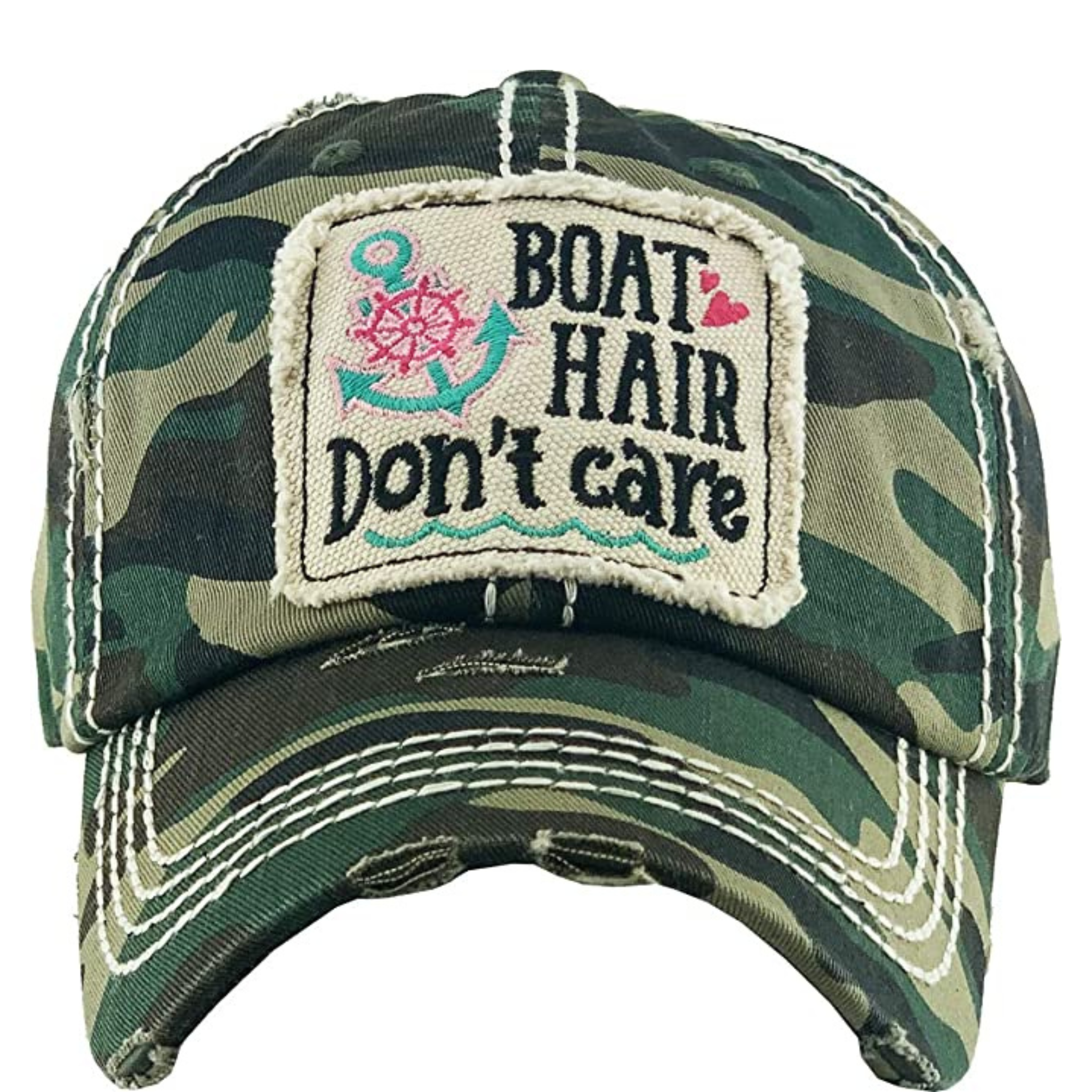 Vintage Patch Hat - Boat Hair Don't Care (Camo)