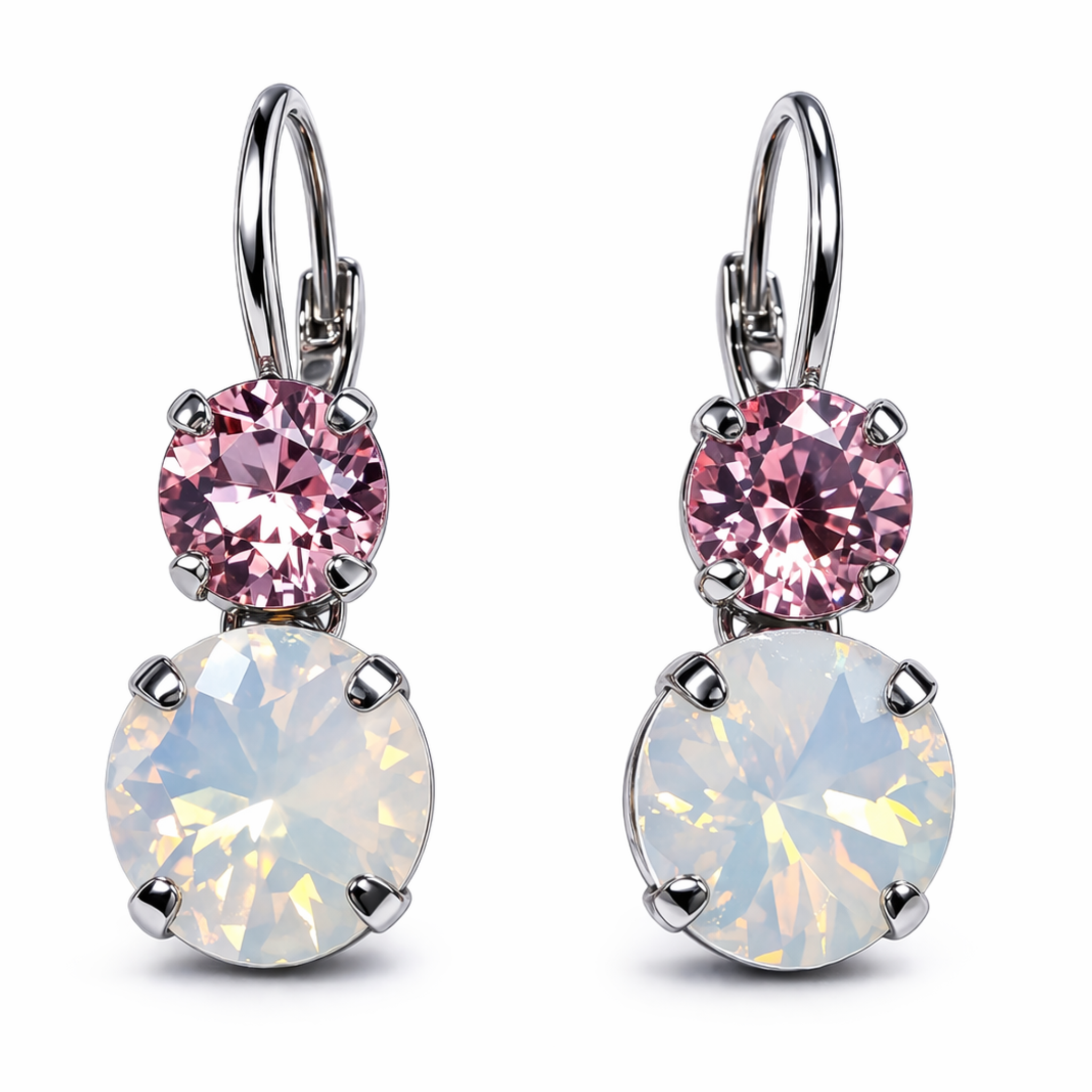 Cathie Nilson double round drop earrings featuring two interconnected circular hoops in a sleek, modern design.