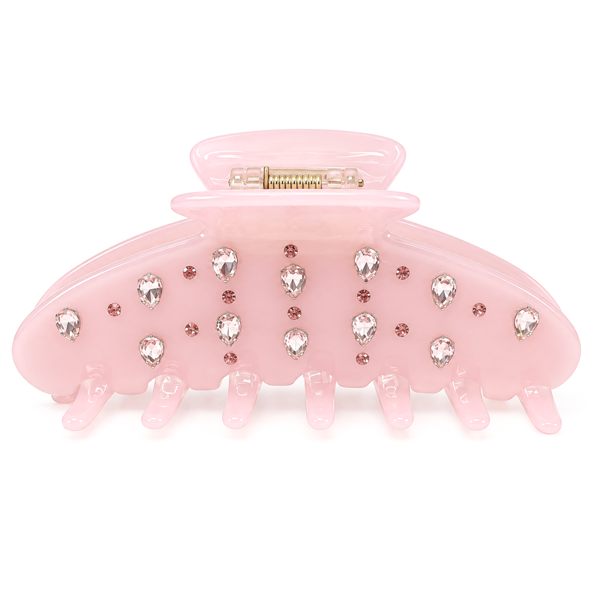 Shiny rhinestone teardrop hair clip with silver-tone finish, decorative accessory for elegant hairstyles.