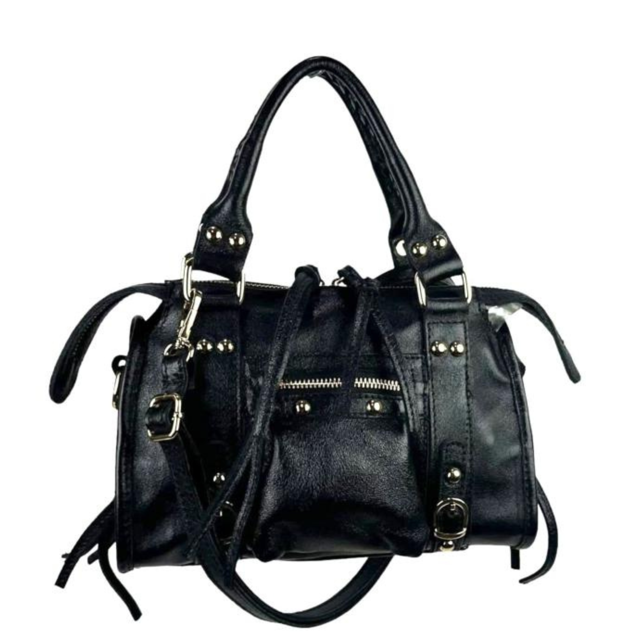 Italian Leather Handbag with Shiny Effect