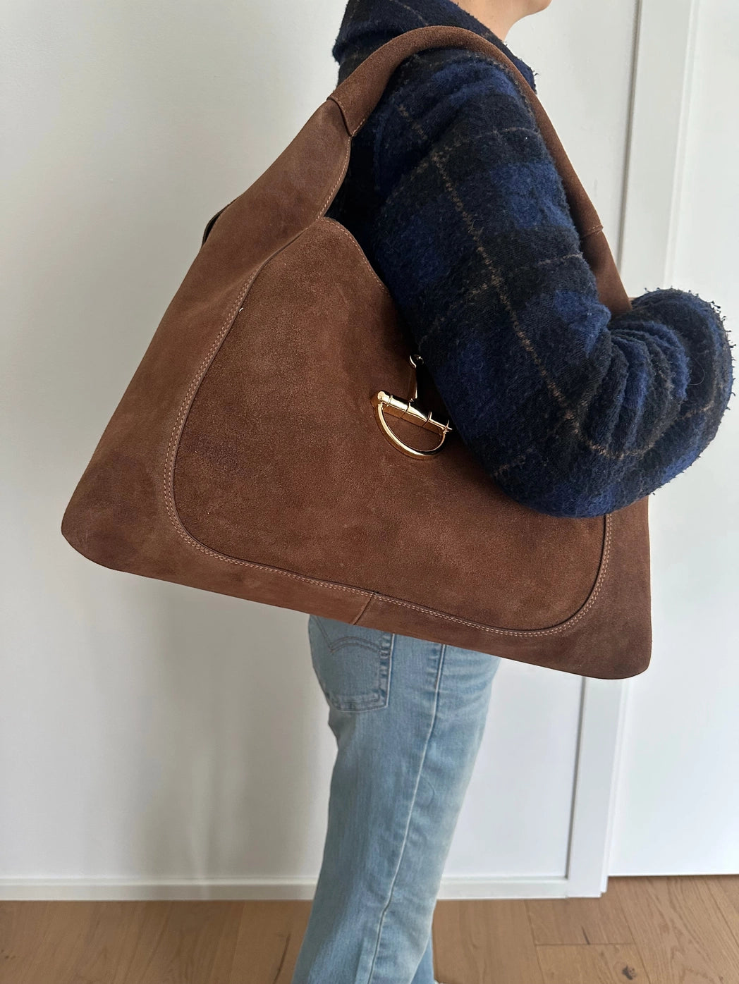 Sveva Suede Large Buckle Bag