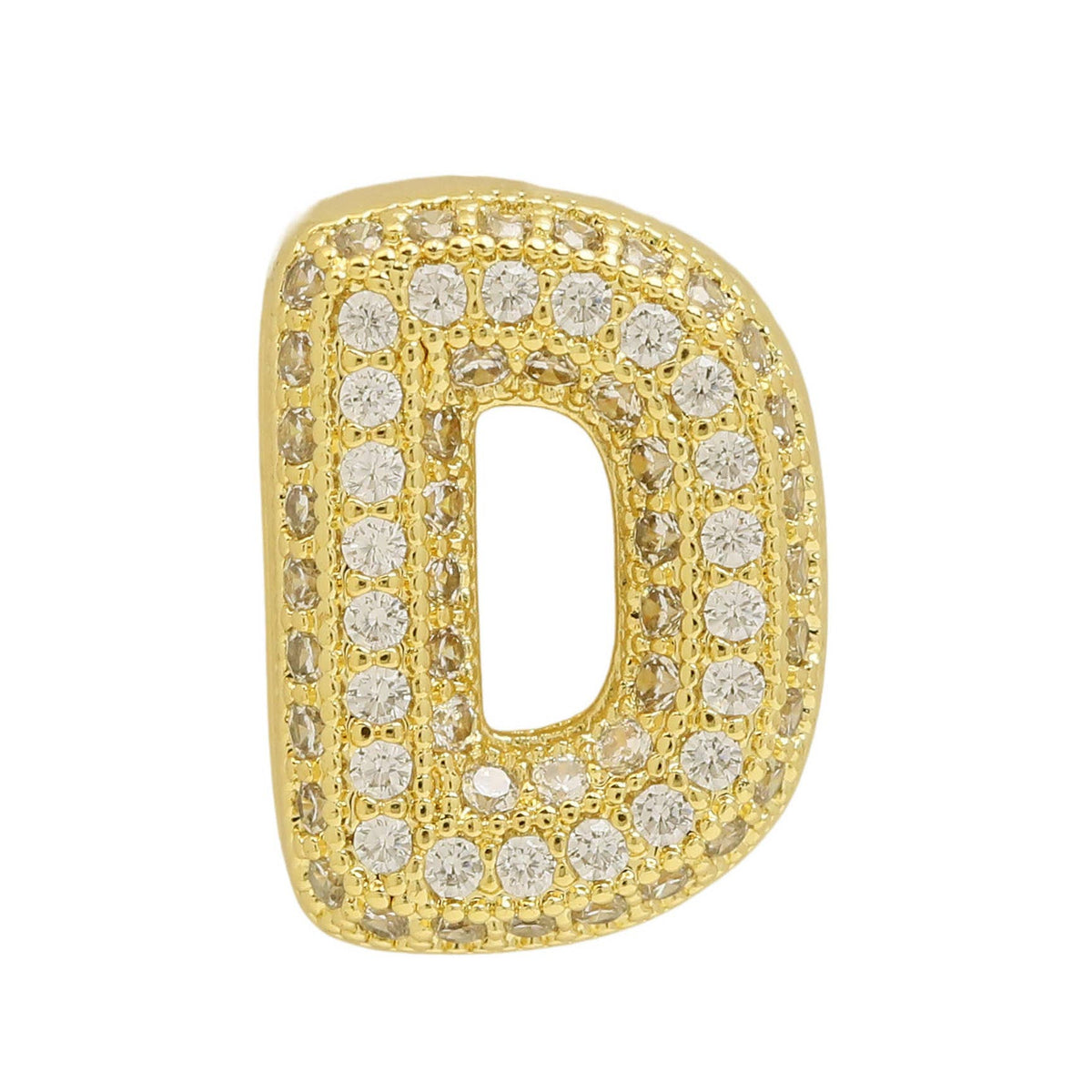 Private label slider initial charm for watch bracelet with sleek metal design and engraved letter charm.