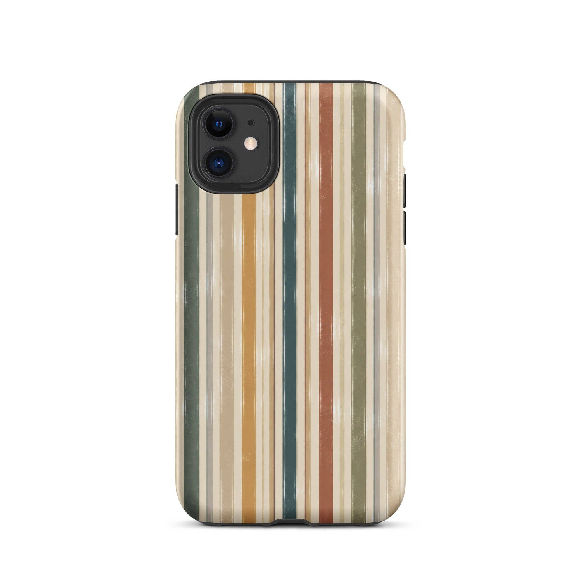Green Tan Turquoise Stripe iPhone Case