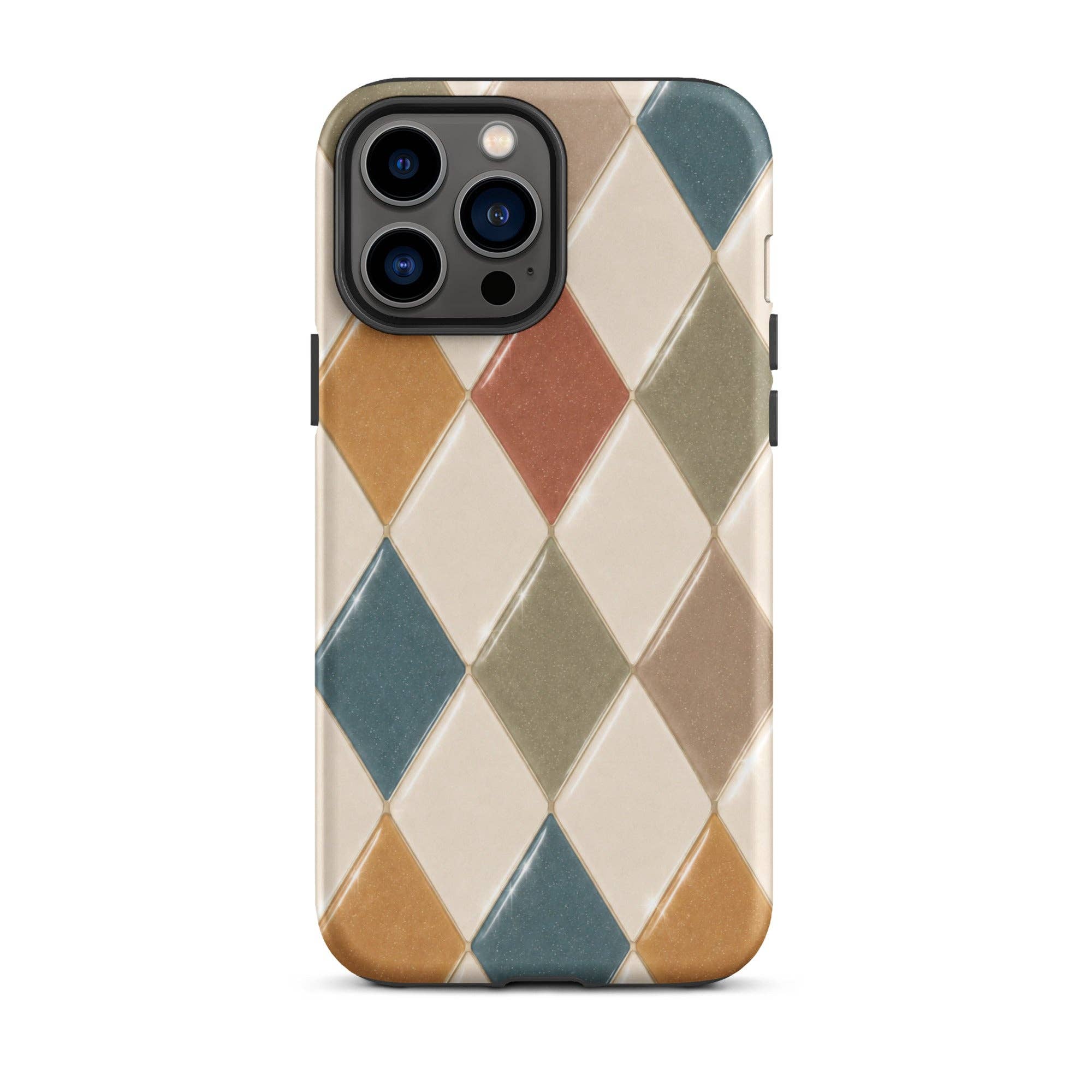 Green Tan Turquoise Argyle iPhone Case
