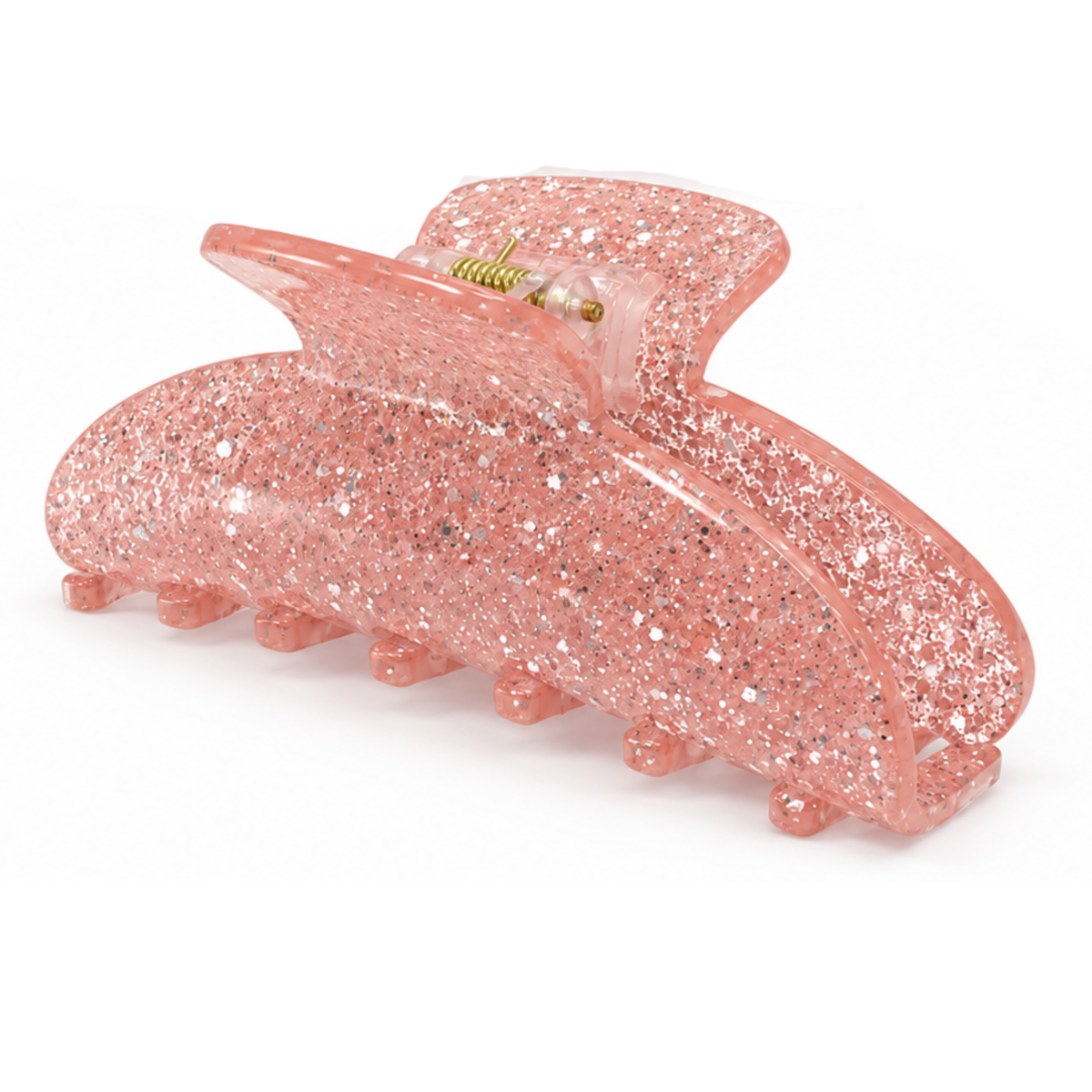 Pink jumbo sparkle hairclip with large decorative design, made by Private Label, perfect for adding shine to hairstyles.