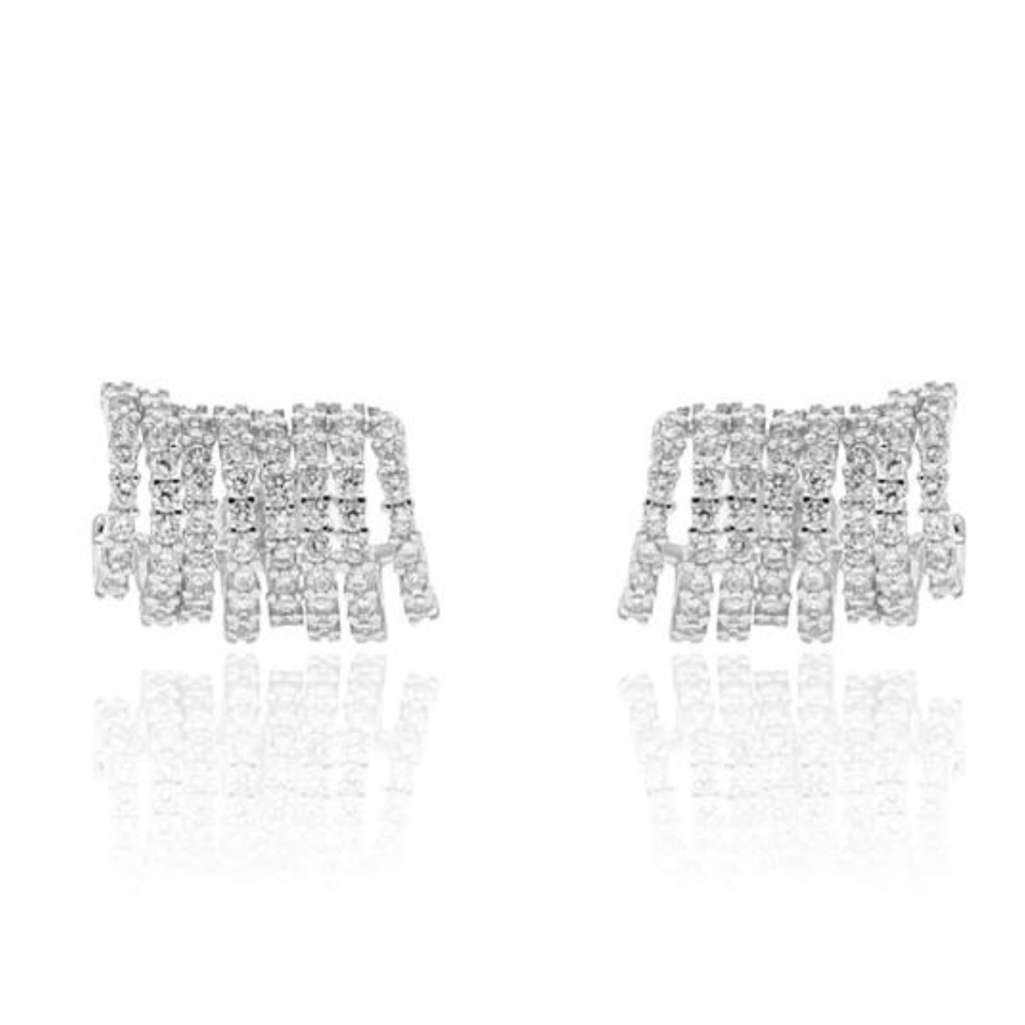 Cz Diamond Multi Row Huggies Earrings