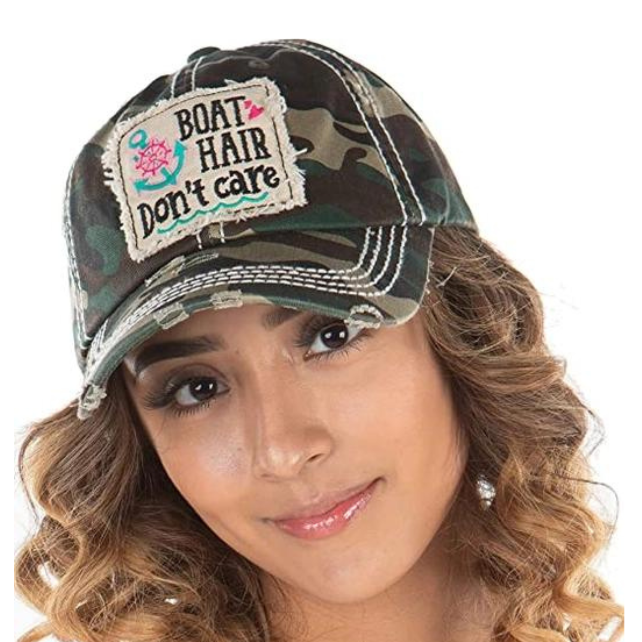 Vintage Patch Hat - Boat Hair Don't Care (Camo)