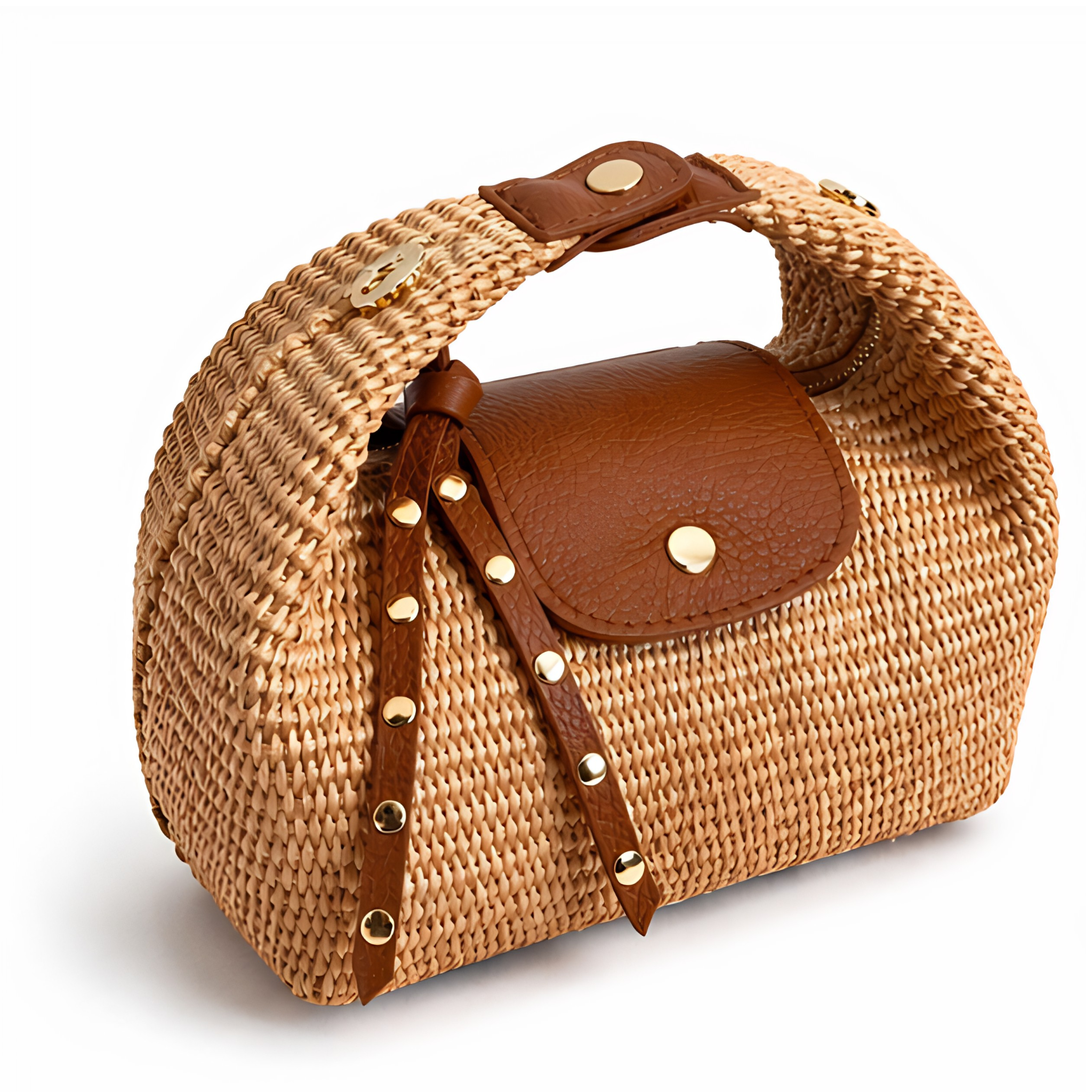 Private label Riviera Woven Mini Handbag with leather strap and woven design, stylish accessory for casual and summer outfits.