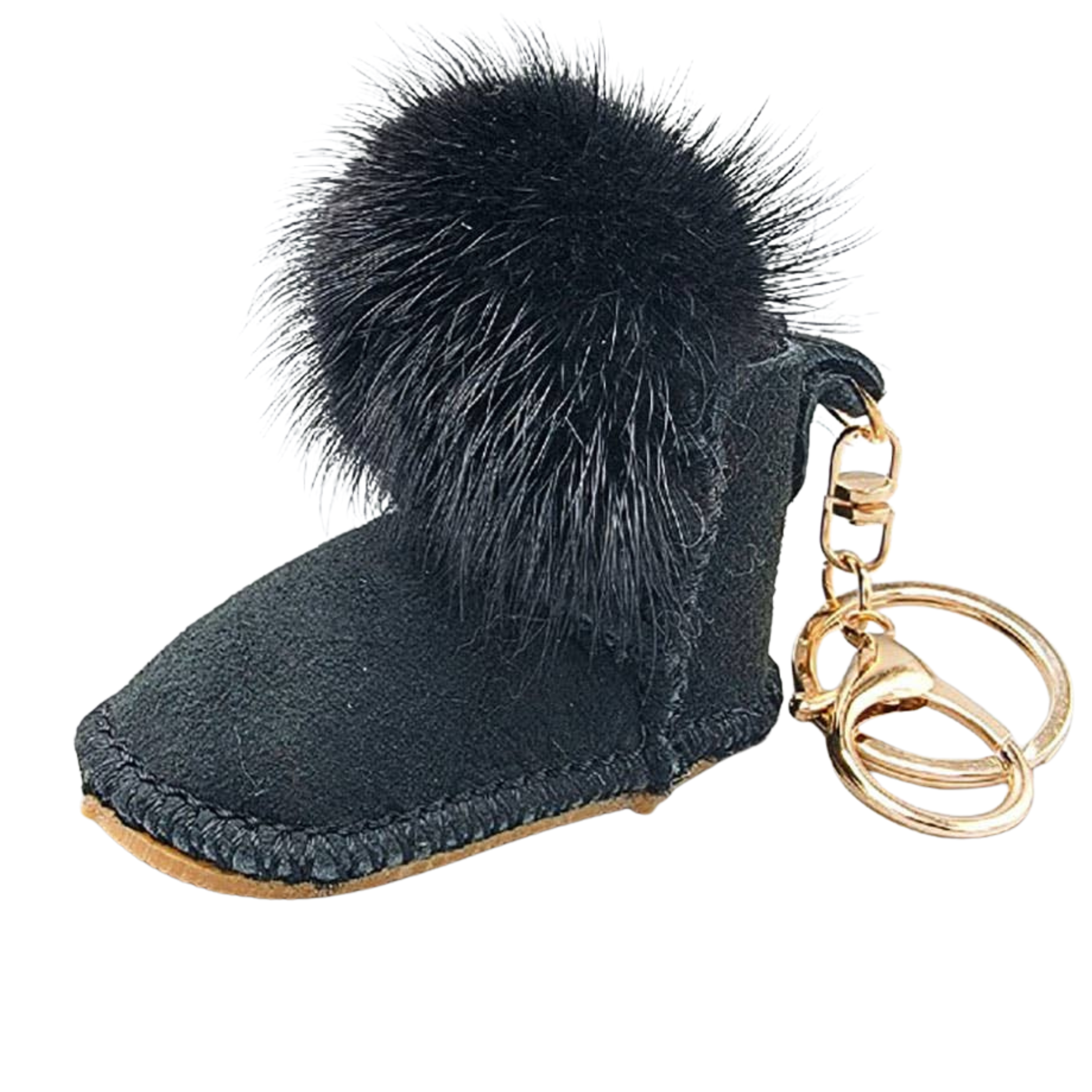 Faux Fur Pom Pom Boot Keychain