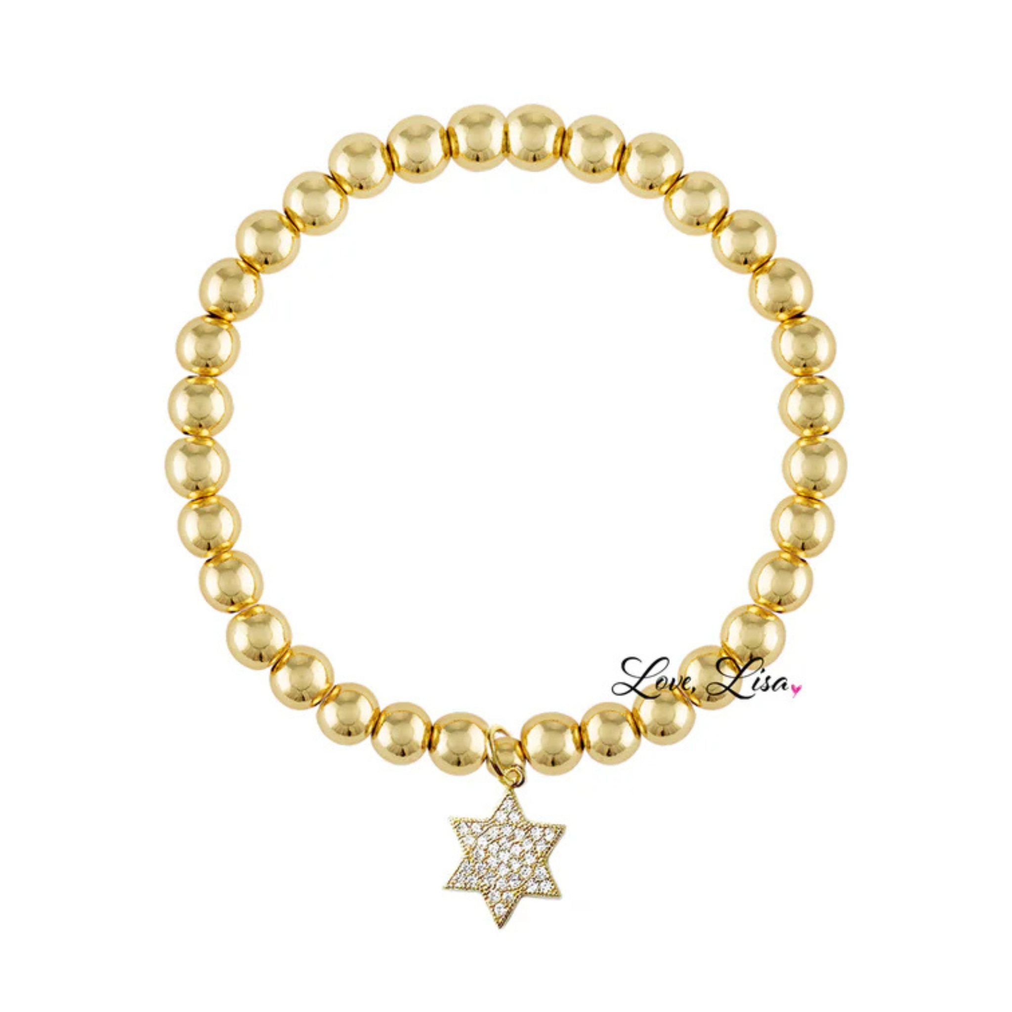 Silver Jewish Star bracelet by love lisa, featuring intricate design and elegant craftsmanship on a delicate chain.