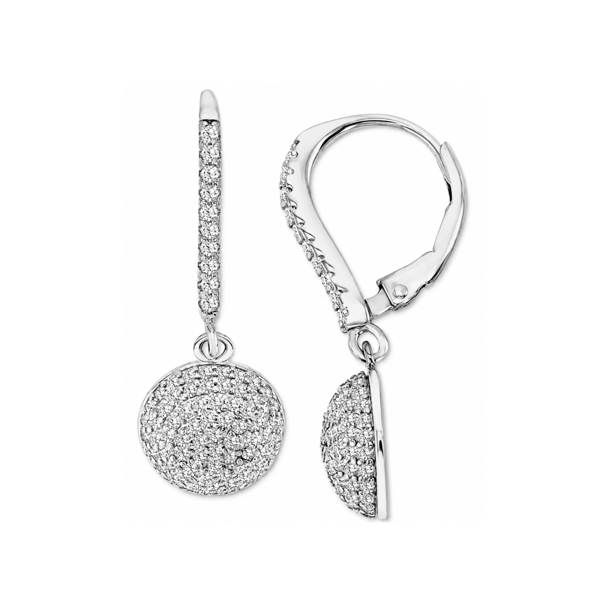 CZ Pavé Circle Drop Earring - 925 Sterling Silver