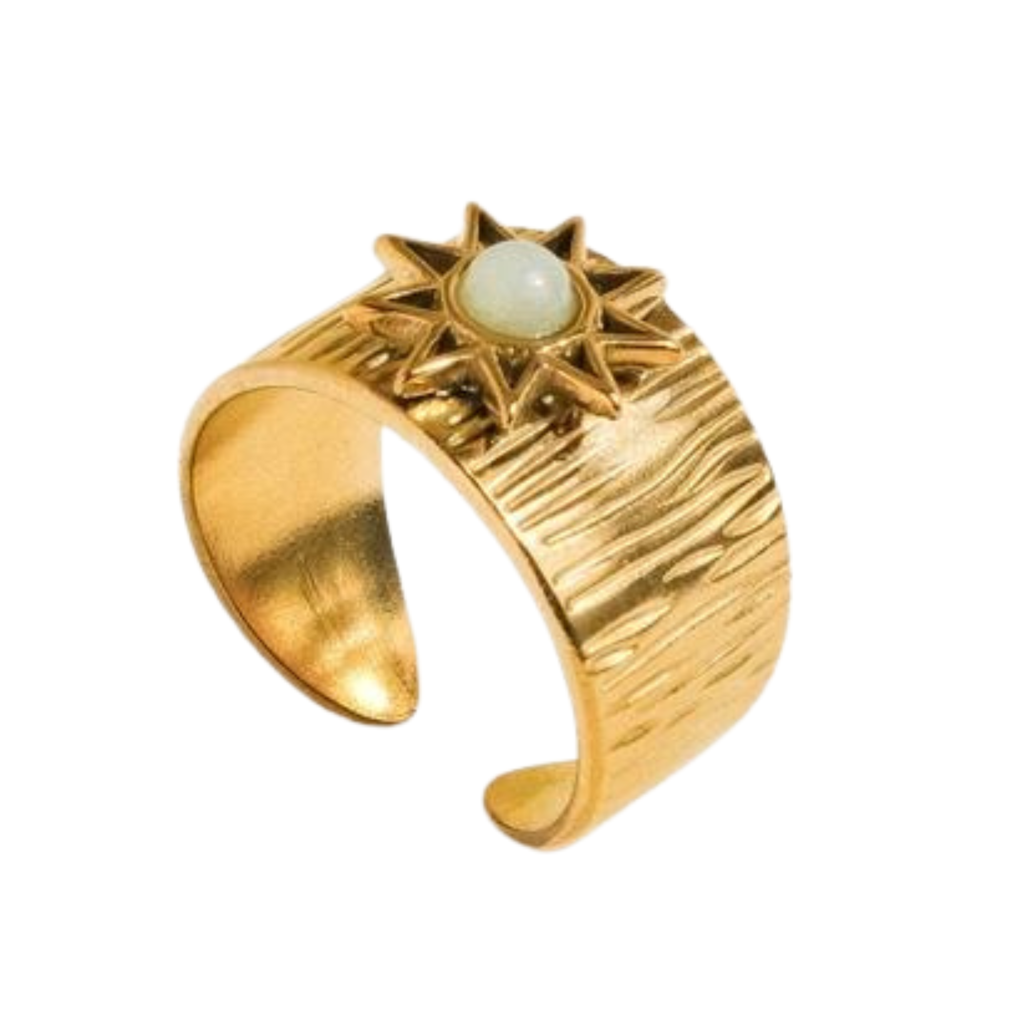 Elena 18K Gold Non-Tarnish Bohemian Sun Stone Ring