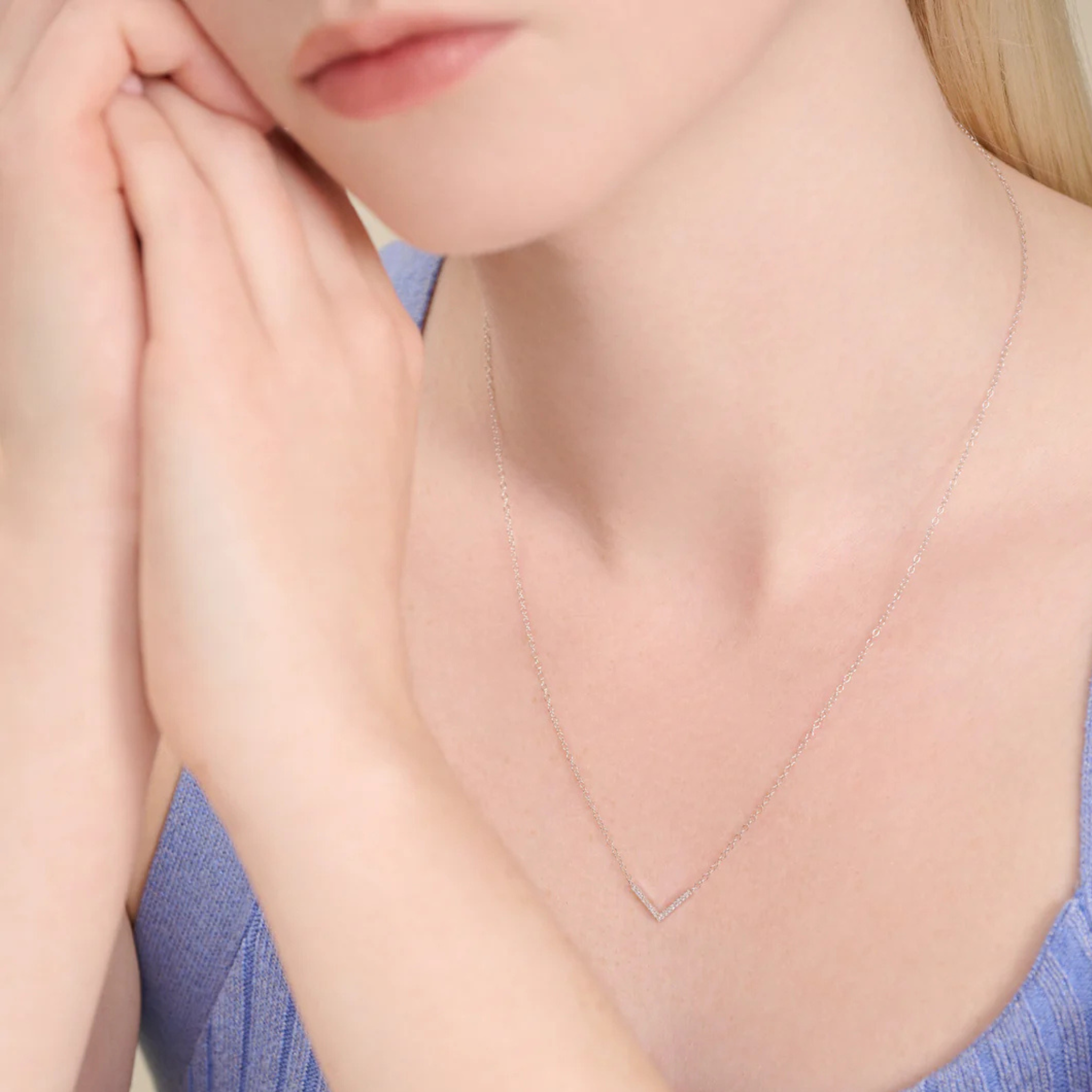 Chevron Statement Necklace in Rhodium Plated Sterling Silver - Let's Bag It 