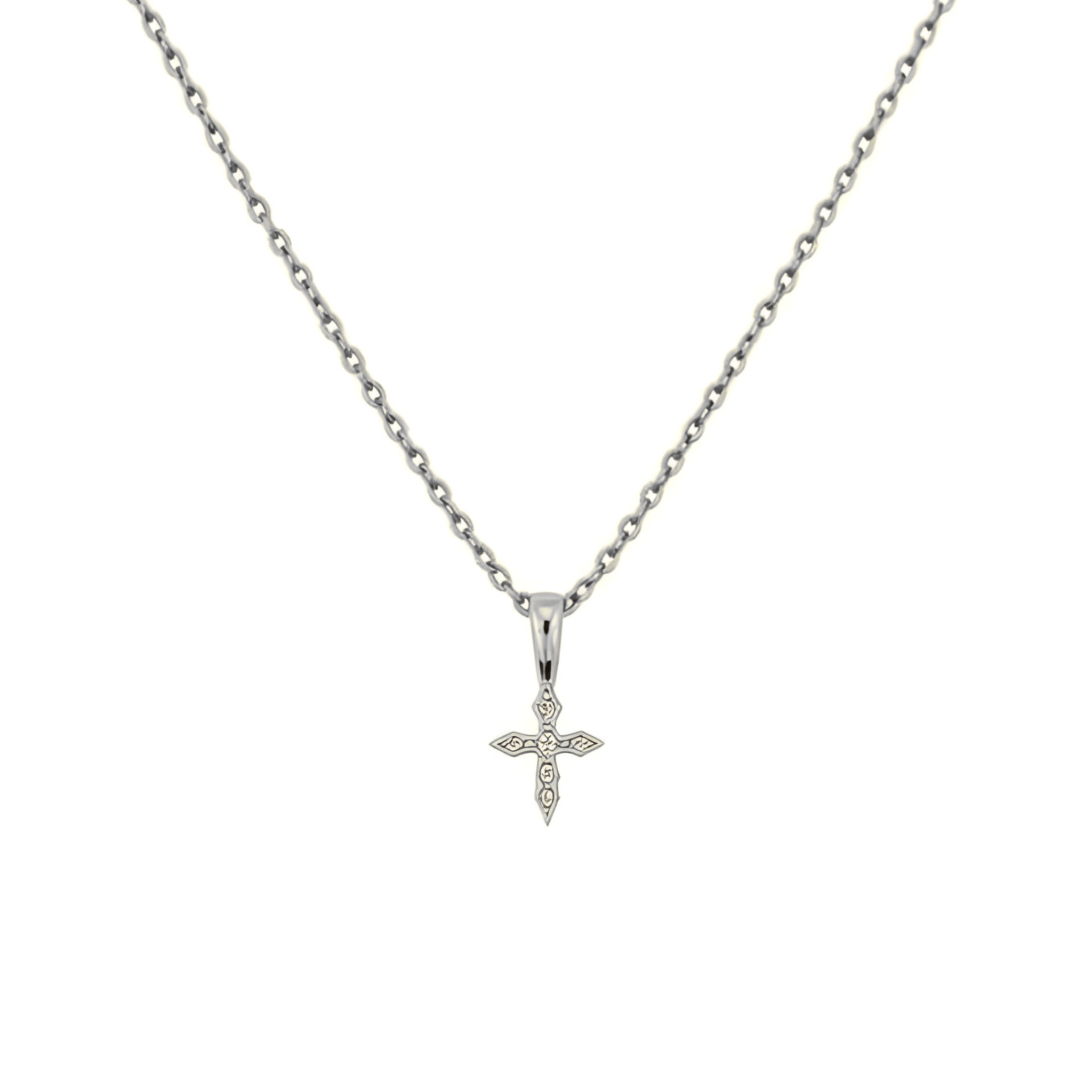 Pointed off cross necklace with delicate chain, featuring a minimalist design from Private label.