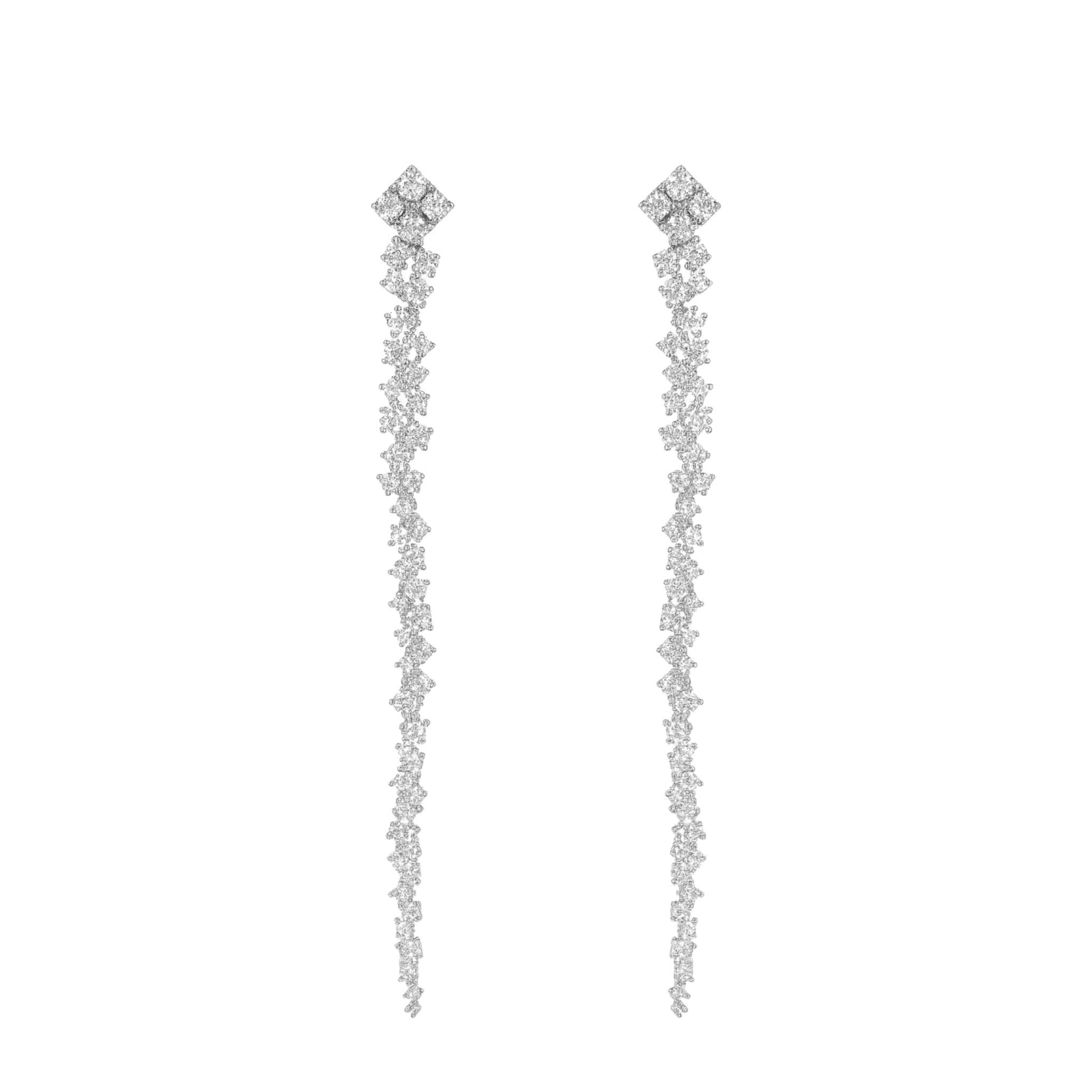 Sterling silver CZ Luxe dangle evening earrings featuring sparkling cubic zirconia stones and elegant design.