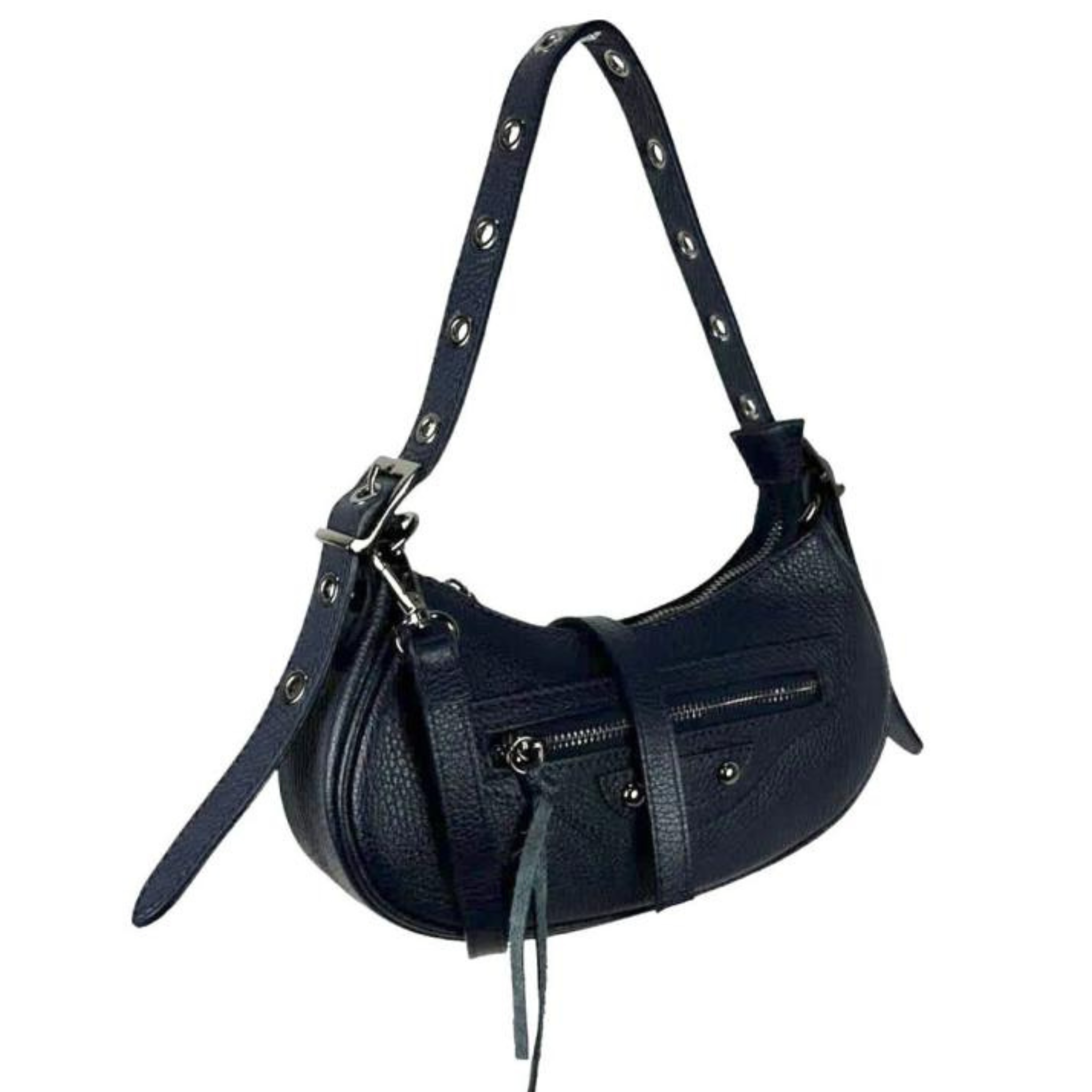 Leather Shoulder Bag with Front Pocket