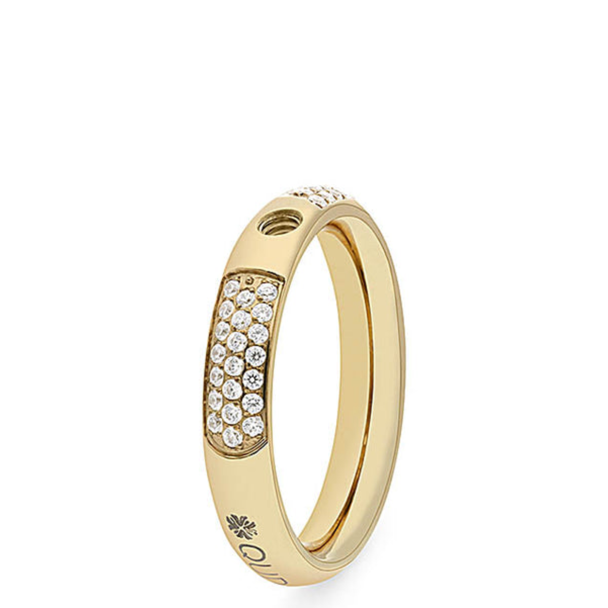 QUDO Interchangeable Basic Small Deluxe Ring showing a silver band with smooth finish and a sleek, modern design.