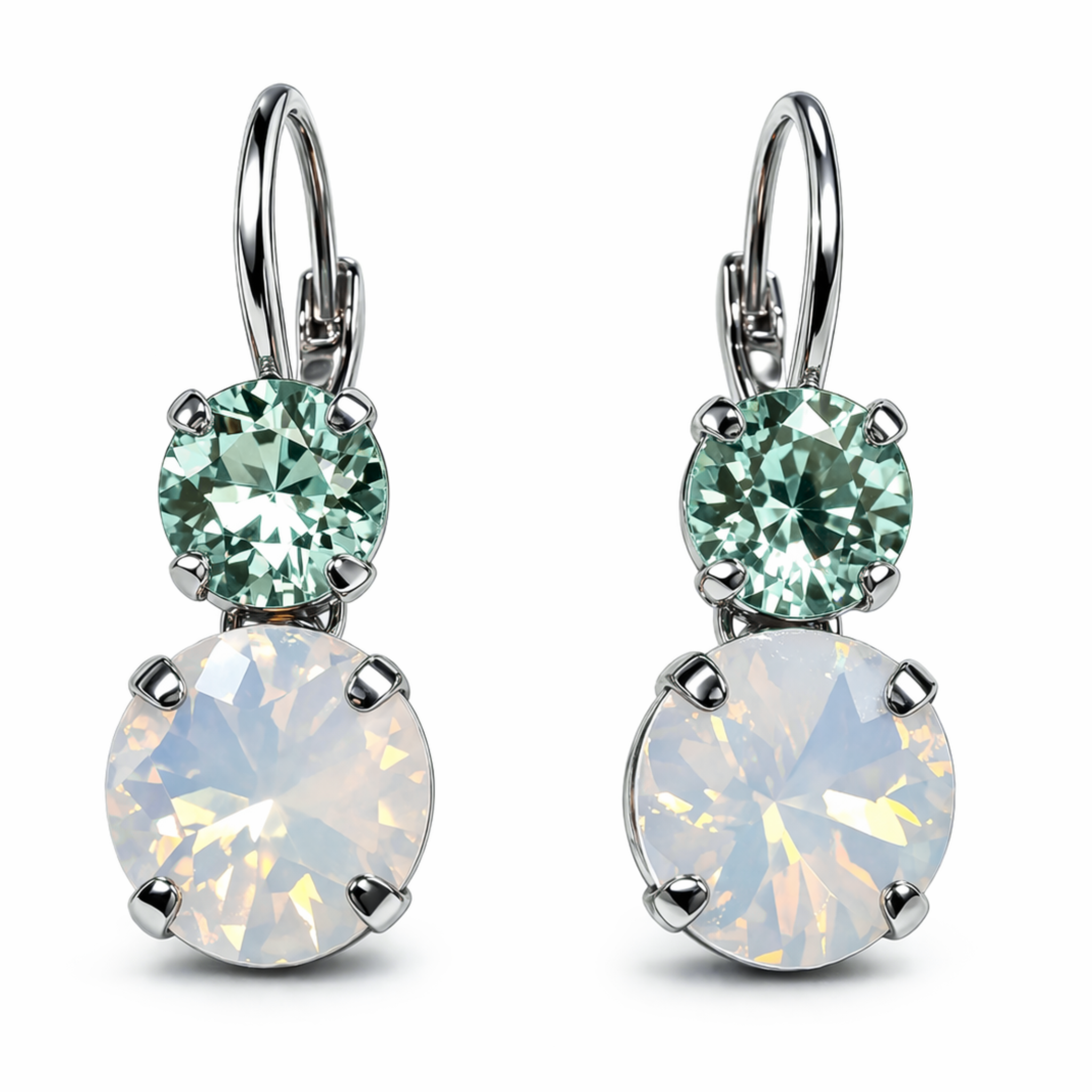 Cathie Nilson double round drop earrings with two interconnected circular earrings, featuring a sleek, modern design.