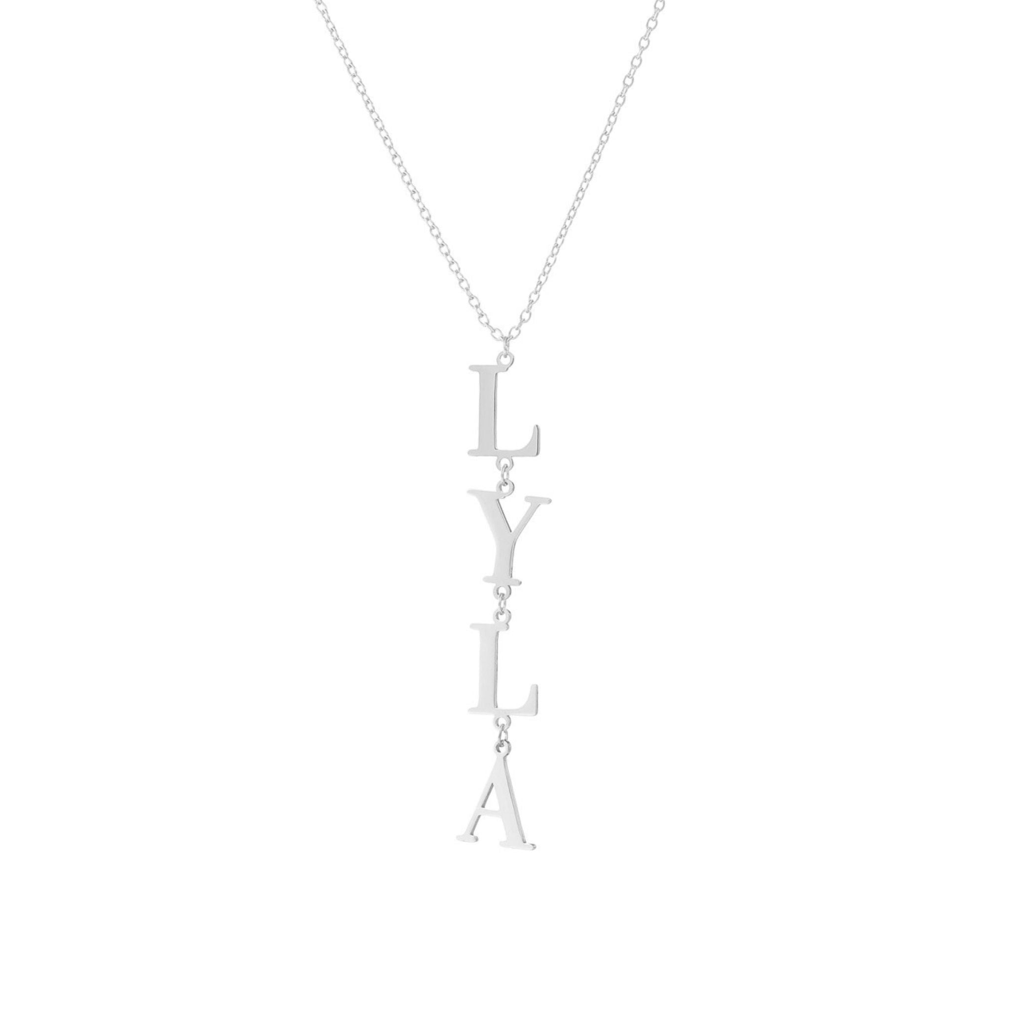 Custom Cleo Vertical Name Necklace - Water Resistant
