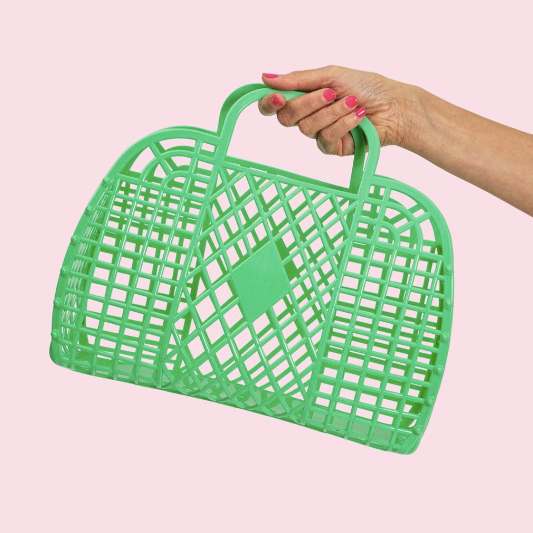 Sunjellies Retro Basket Green- Large