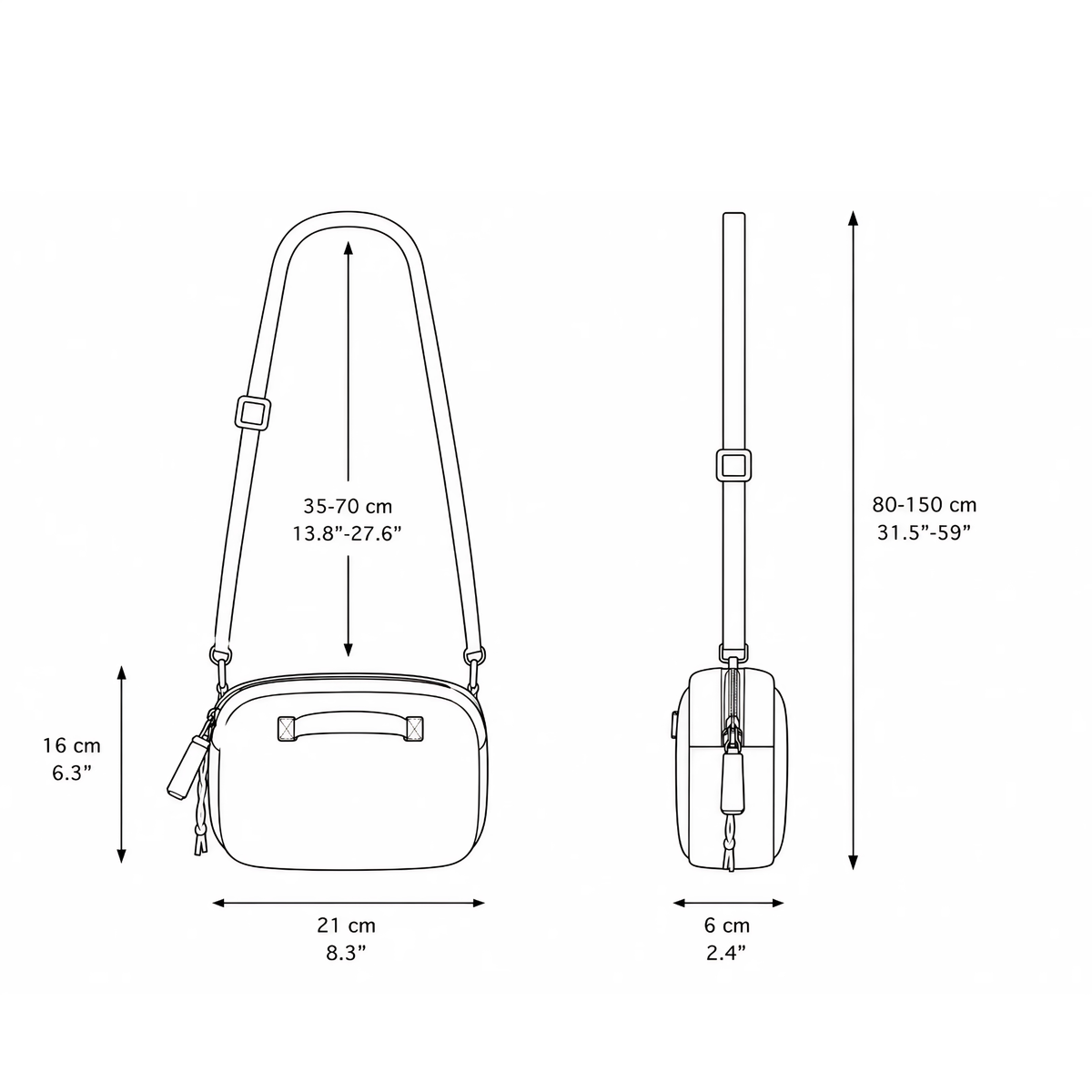 Daniella Lehavi Frankie mini crossbody bag in sleek leather with adjustable strap and compact design.