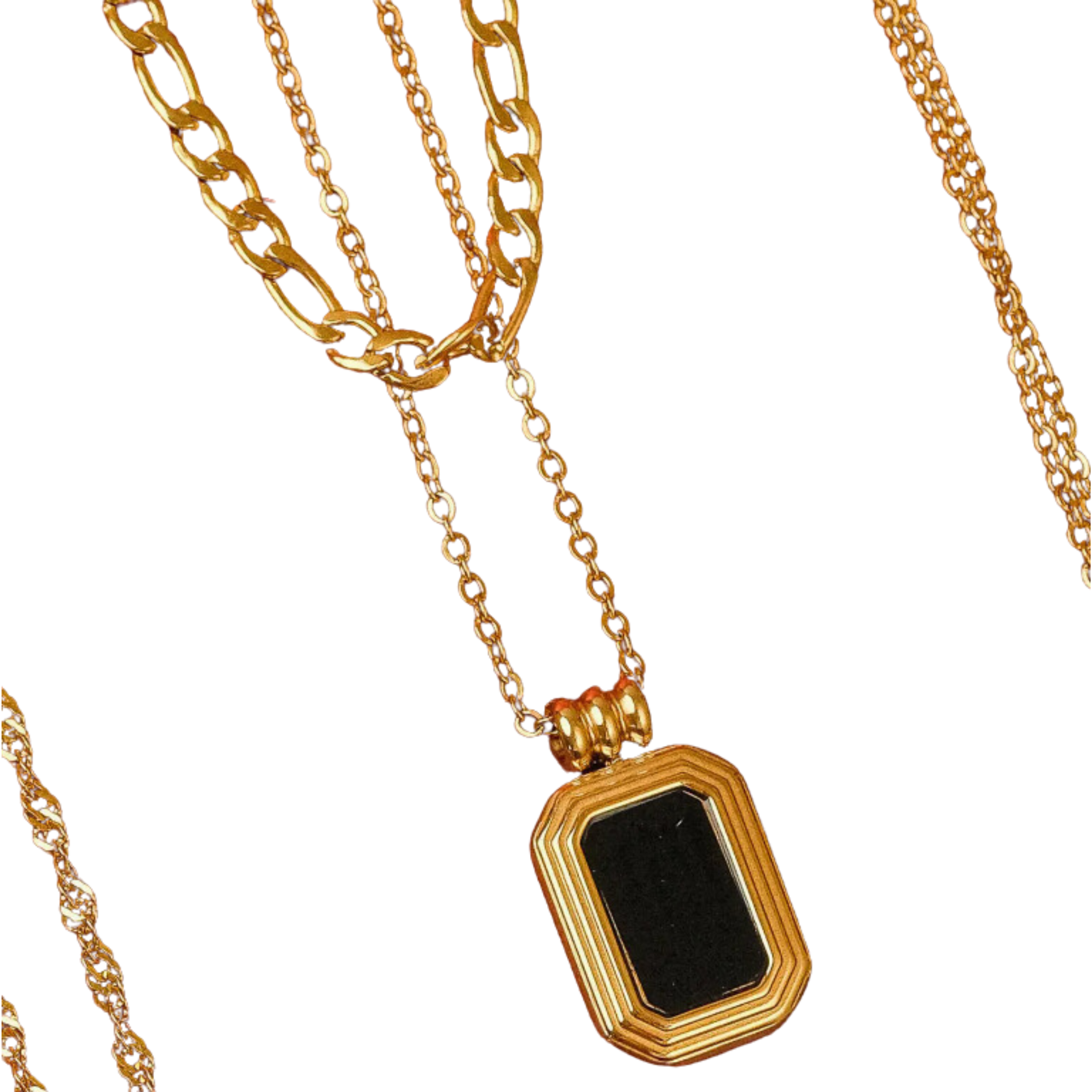 Mare 18K Gold Stack Necklace with Square Pendant