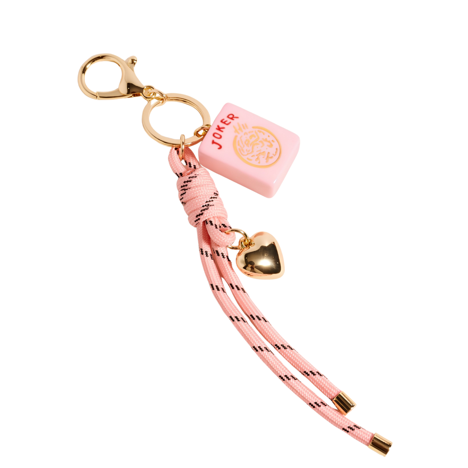 Mahjong Tile Puffy Heart Cord Keychain / Bag Charm