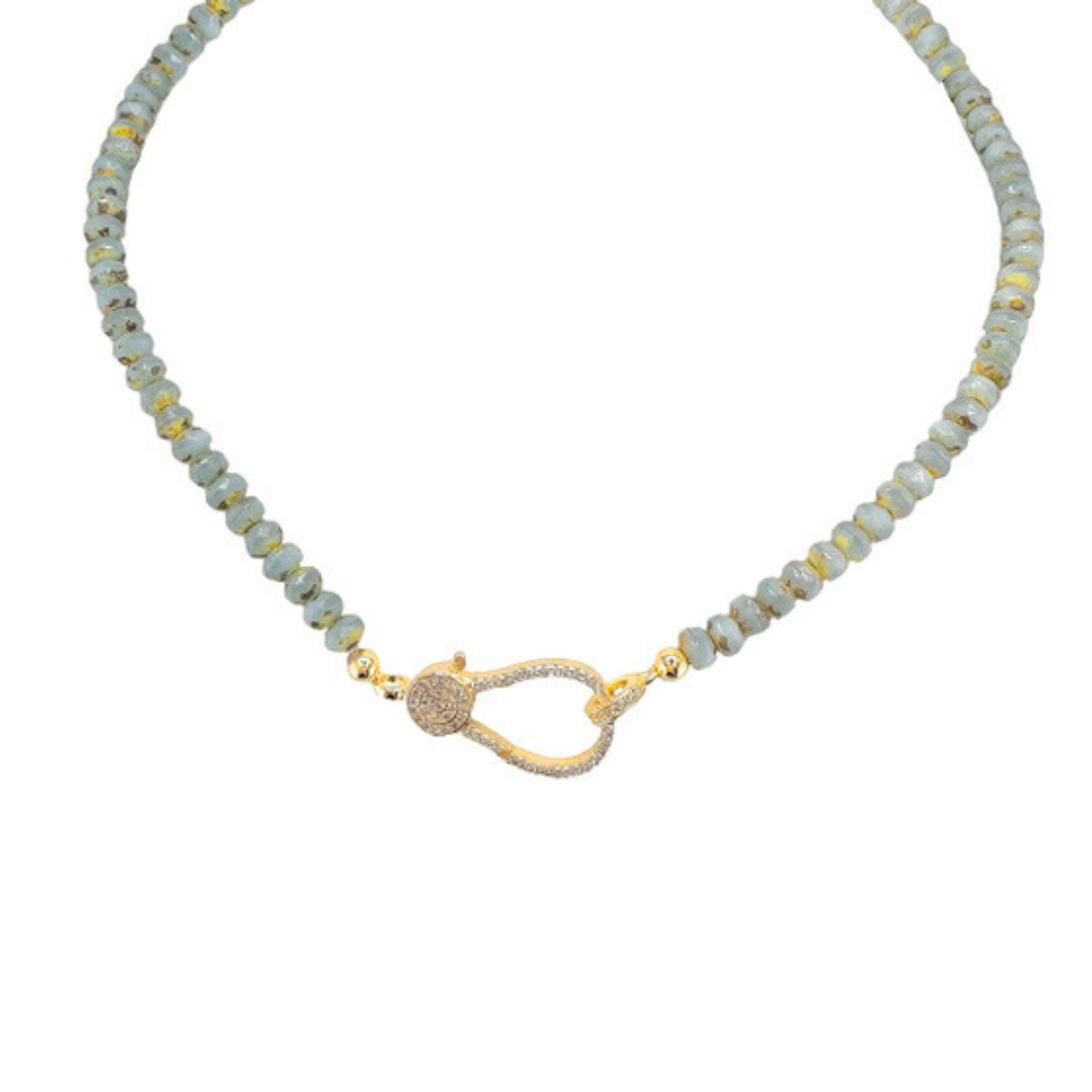 Harper Crystal Beaded Stretch Rondelle Clasp Necklace - Let's Bag It 
