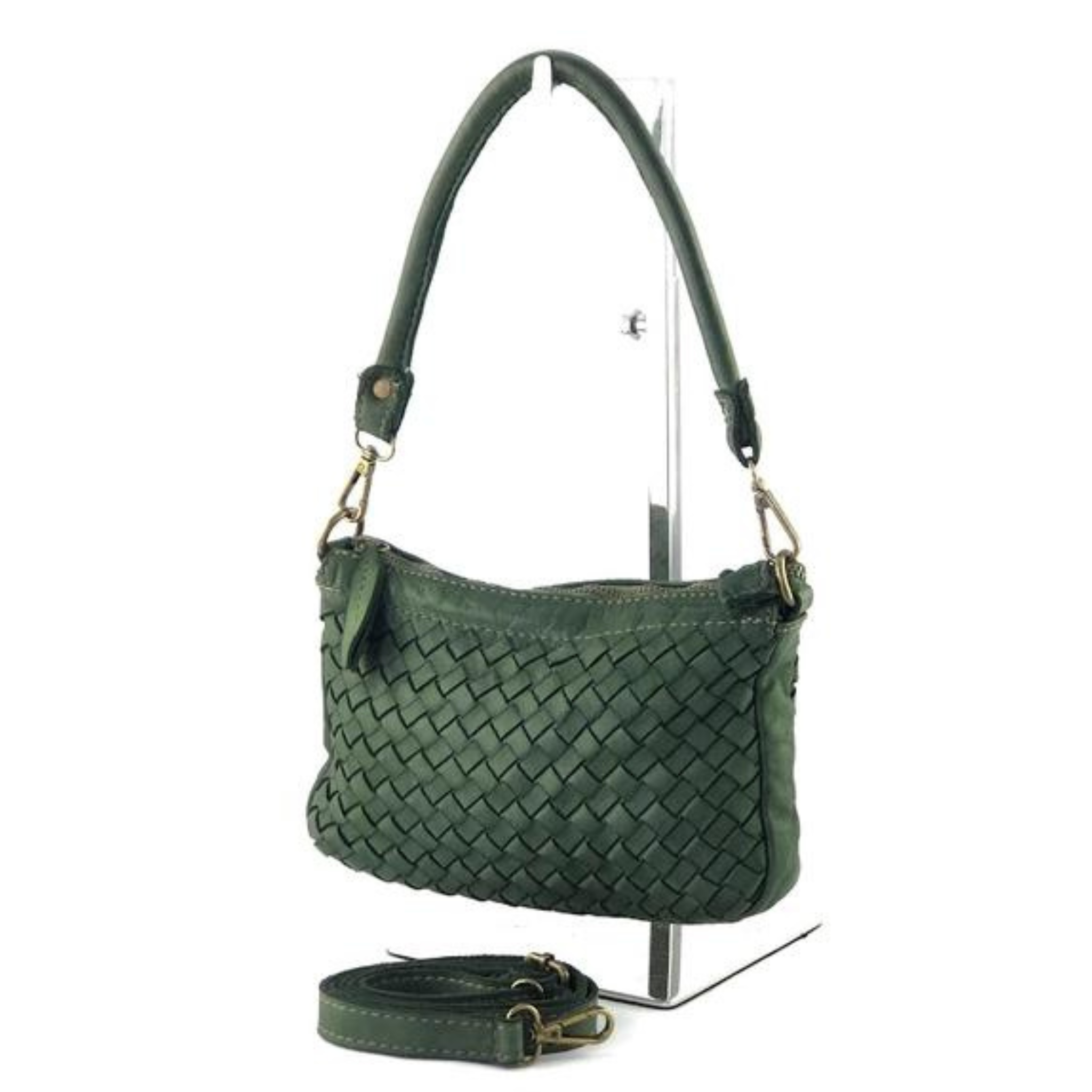 Italian Woven Leather Shoulder Bag / Crossbody Bag