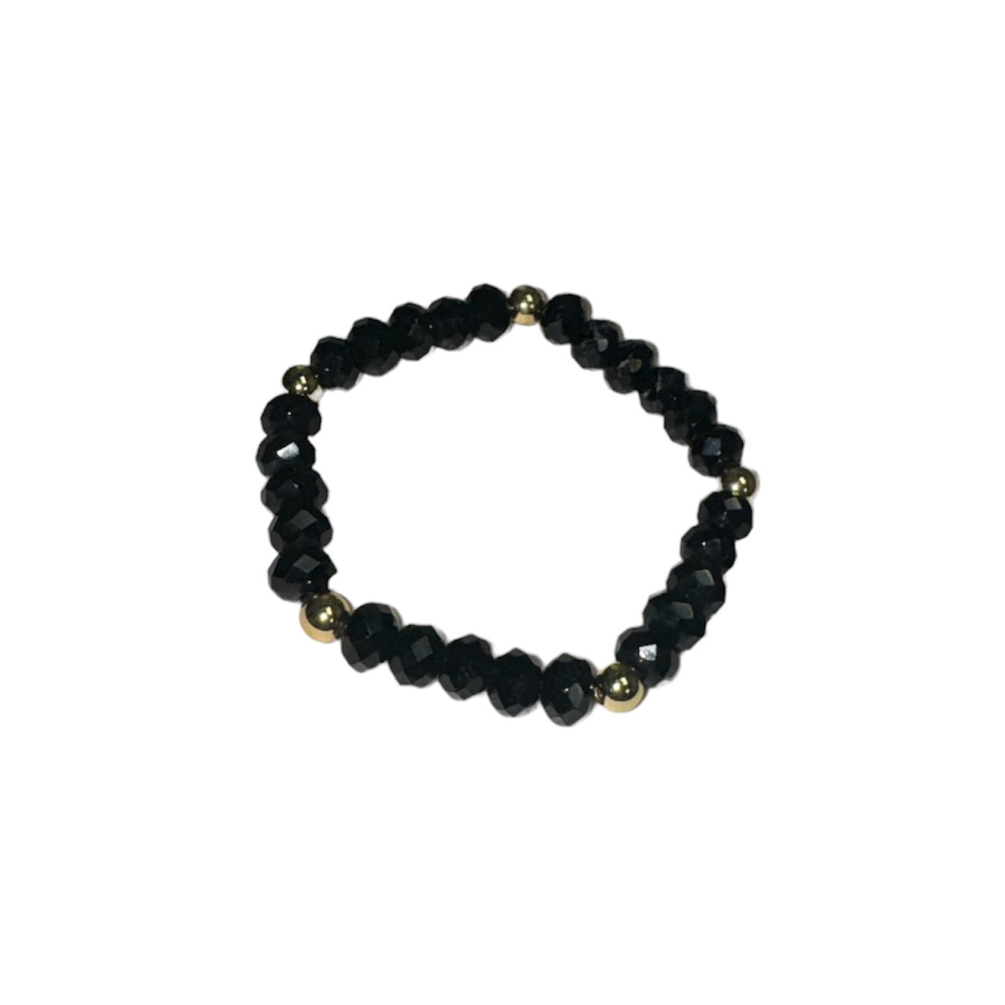 Black beaded bracelet stack