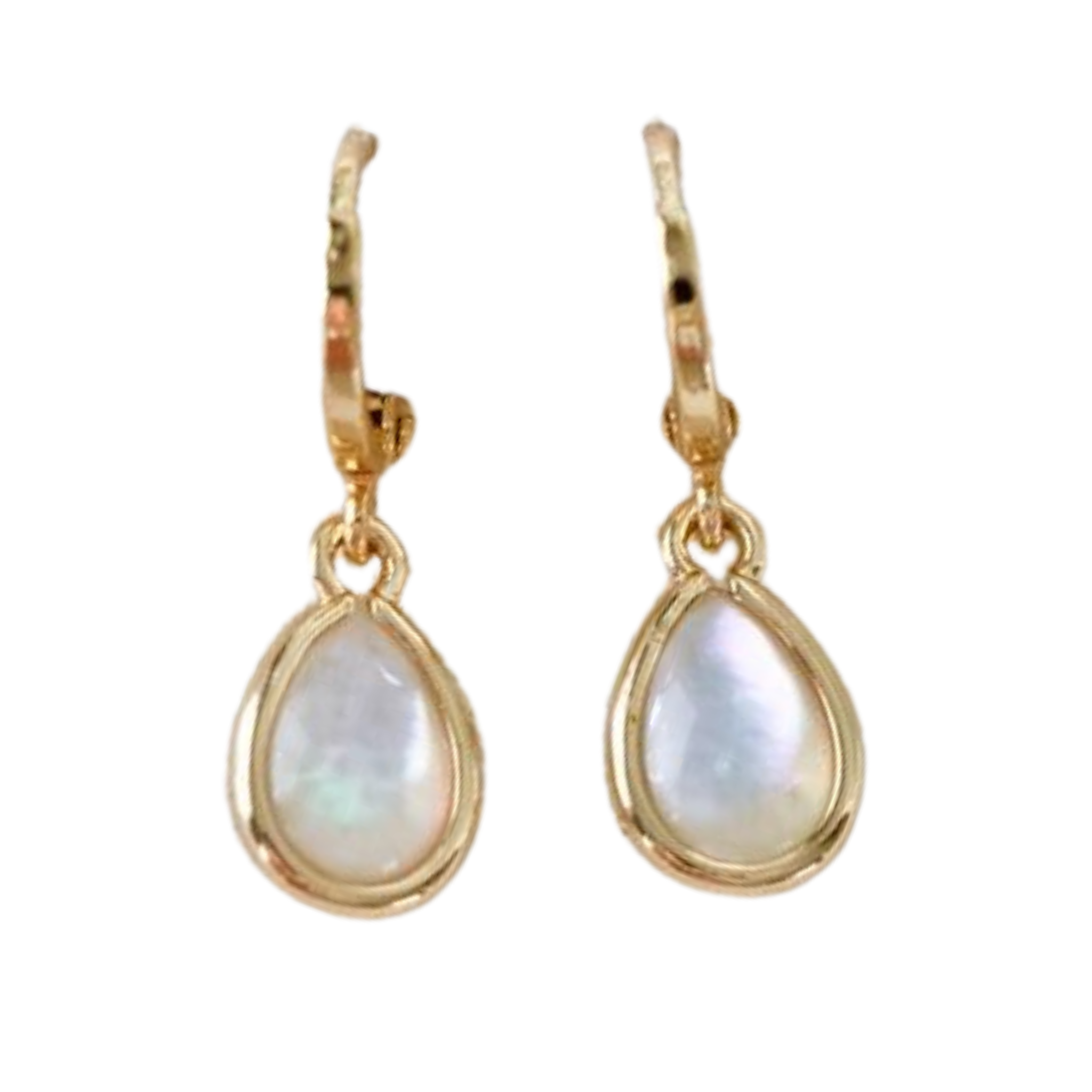 Mother of Pearl Teardrop Huggie Earrings