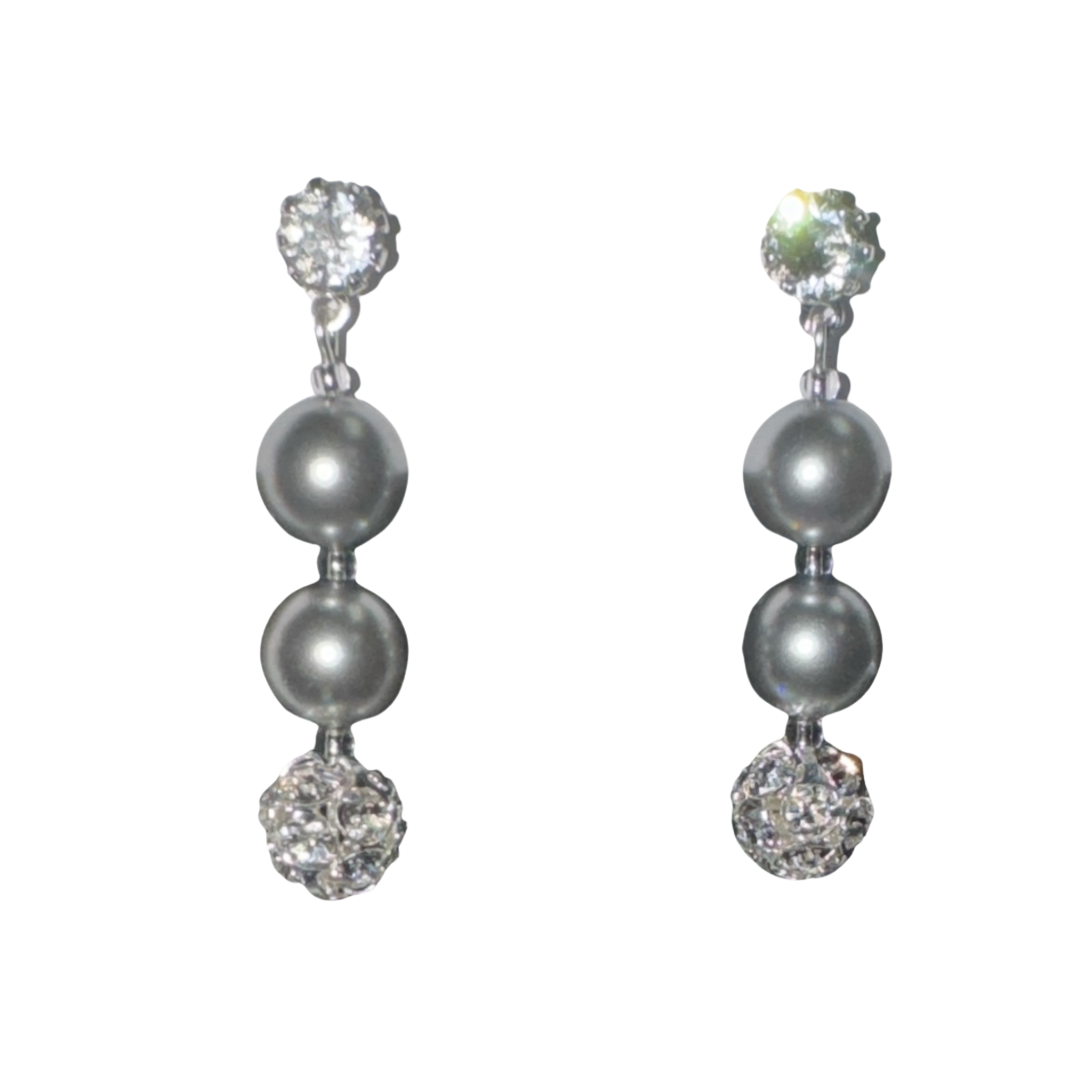 Double pearl and diamond drop earring