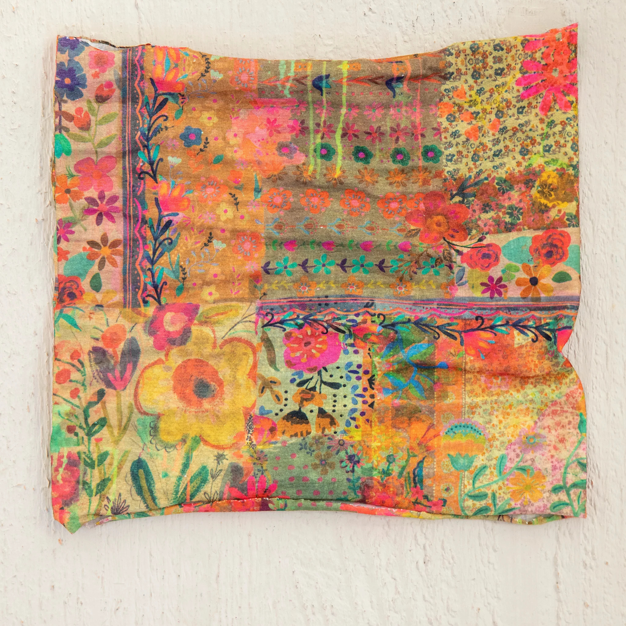 Natural Life Half Boho Bandeau headband with pink patchwork design, featuring a bohemian style and soft fabric.