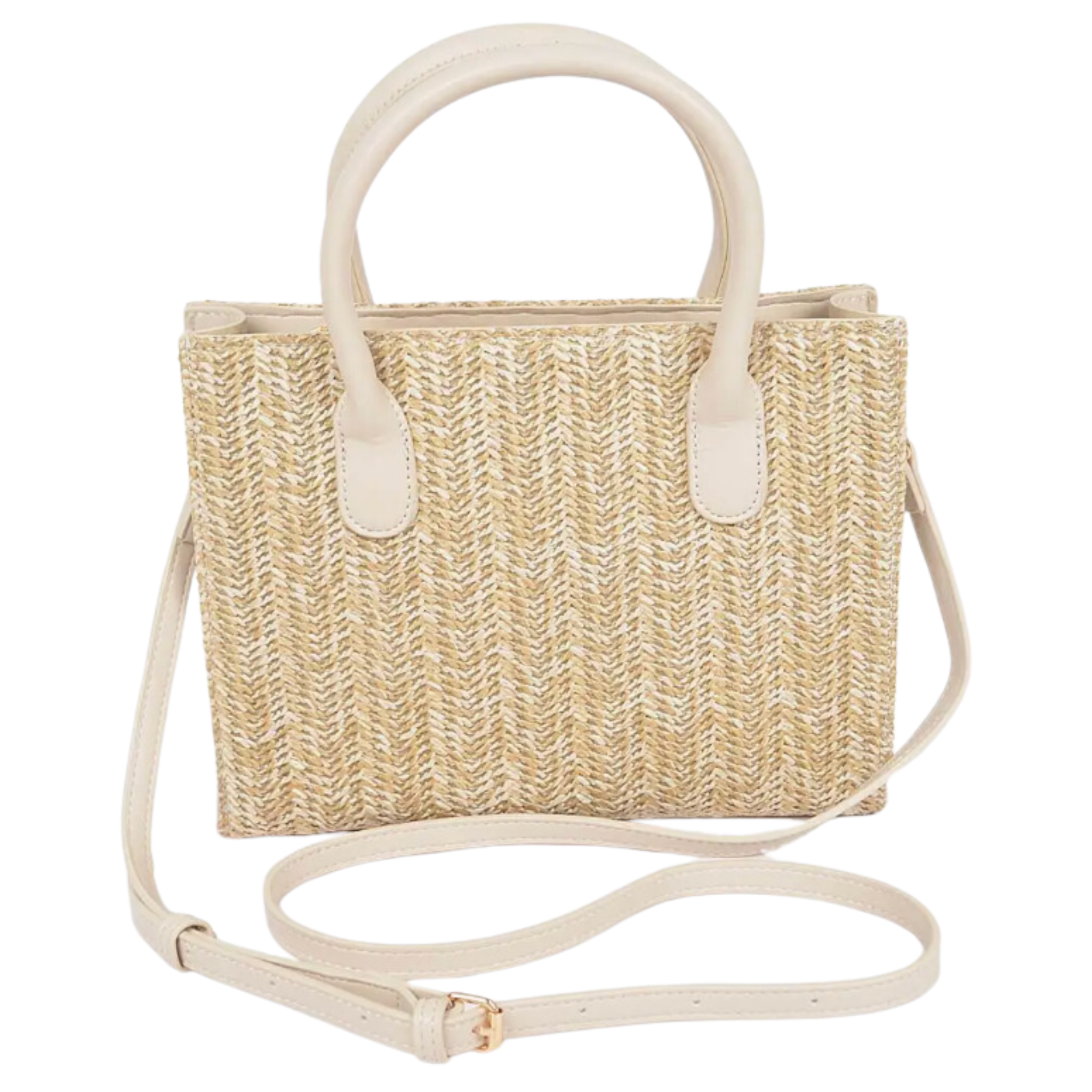 Vegan Faux Straw Mini Tote Bag