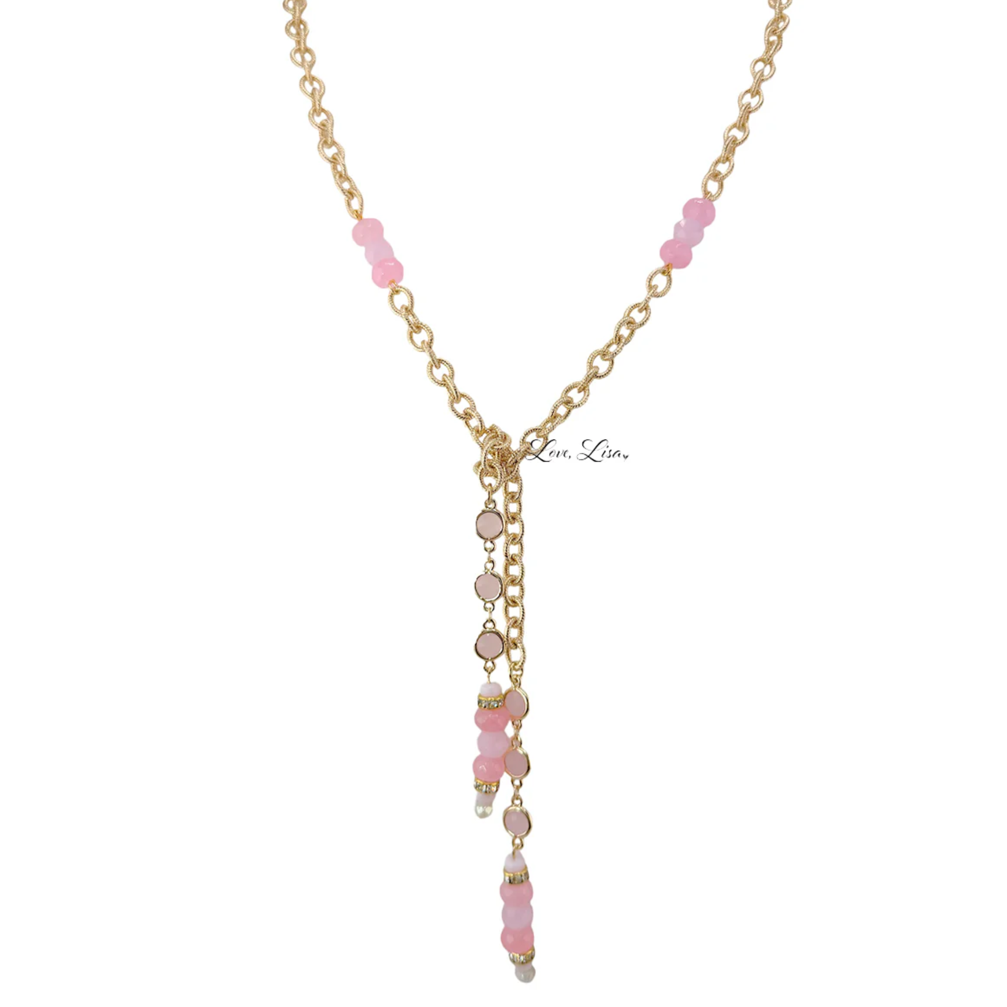 Love Lisa Serenova Lariat Necklace with delicate chain and adjustable drop, elegant jewelry accessory for everyday or special occasions.