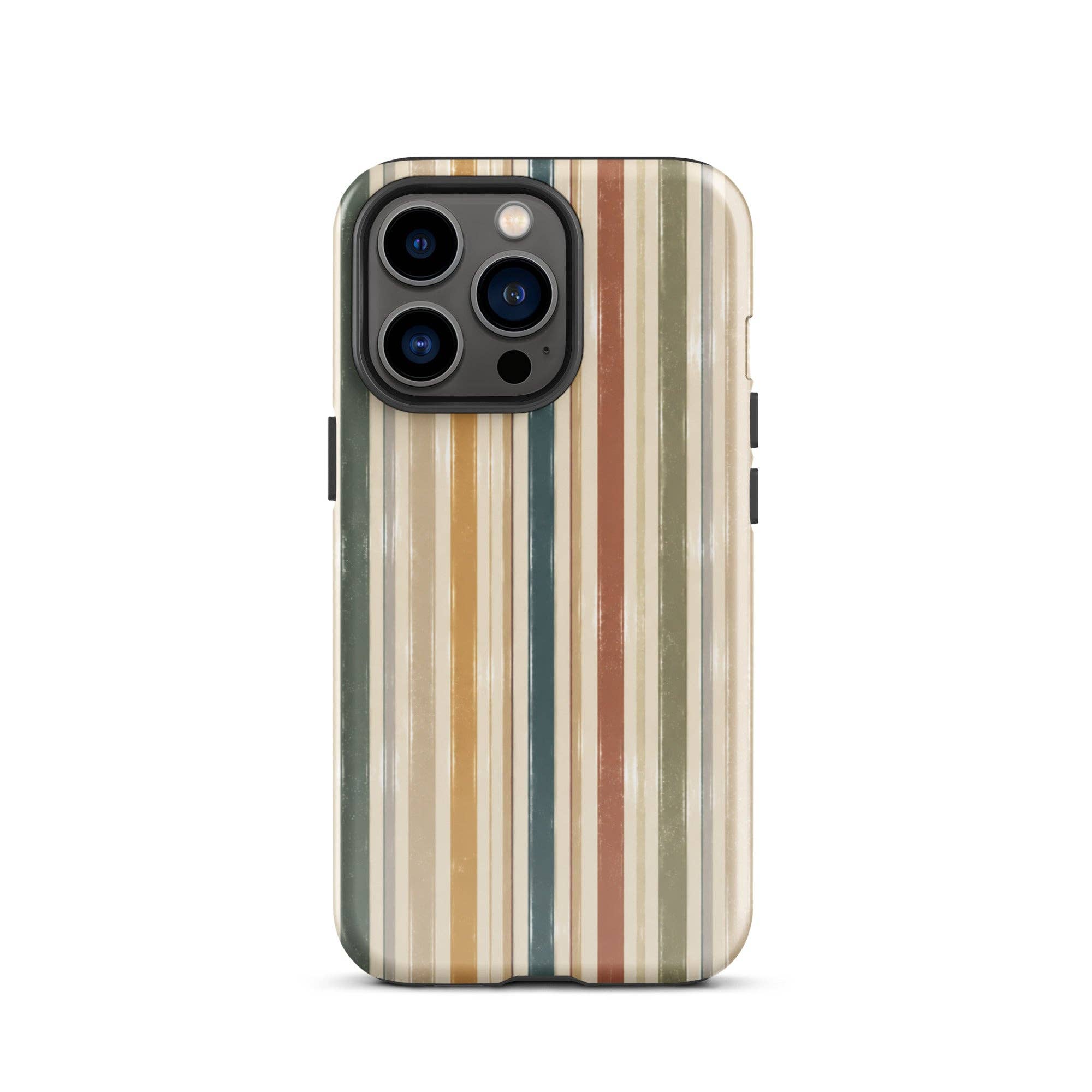 Green Tan Turquoise Stripe iPhone Case