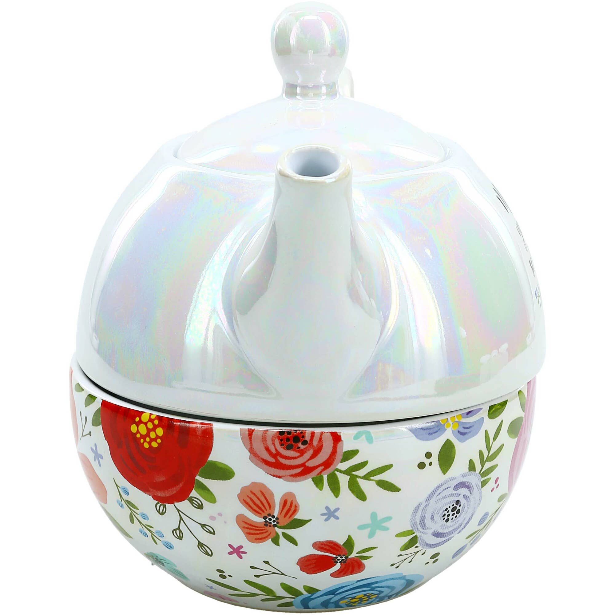 Pavilion Mom Tea for One set featuring a 14.5 oz teapot and a 10 oz cup with floral design and heartfelt message.