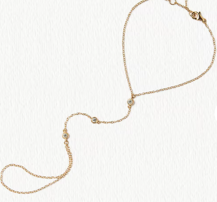 3-Hand Chain Steel, Ring and Bracelet Crystal Chain 