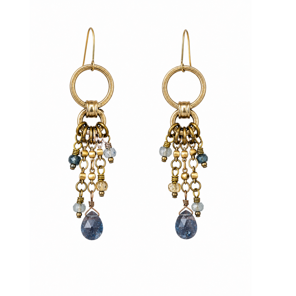 Graduated O Ring with Burst of Stones Earrings