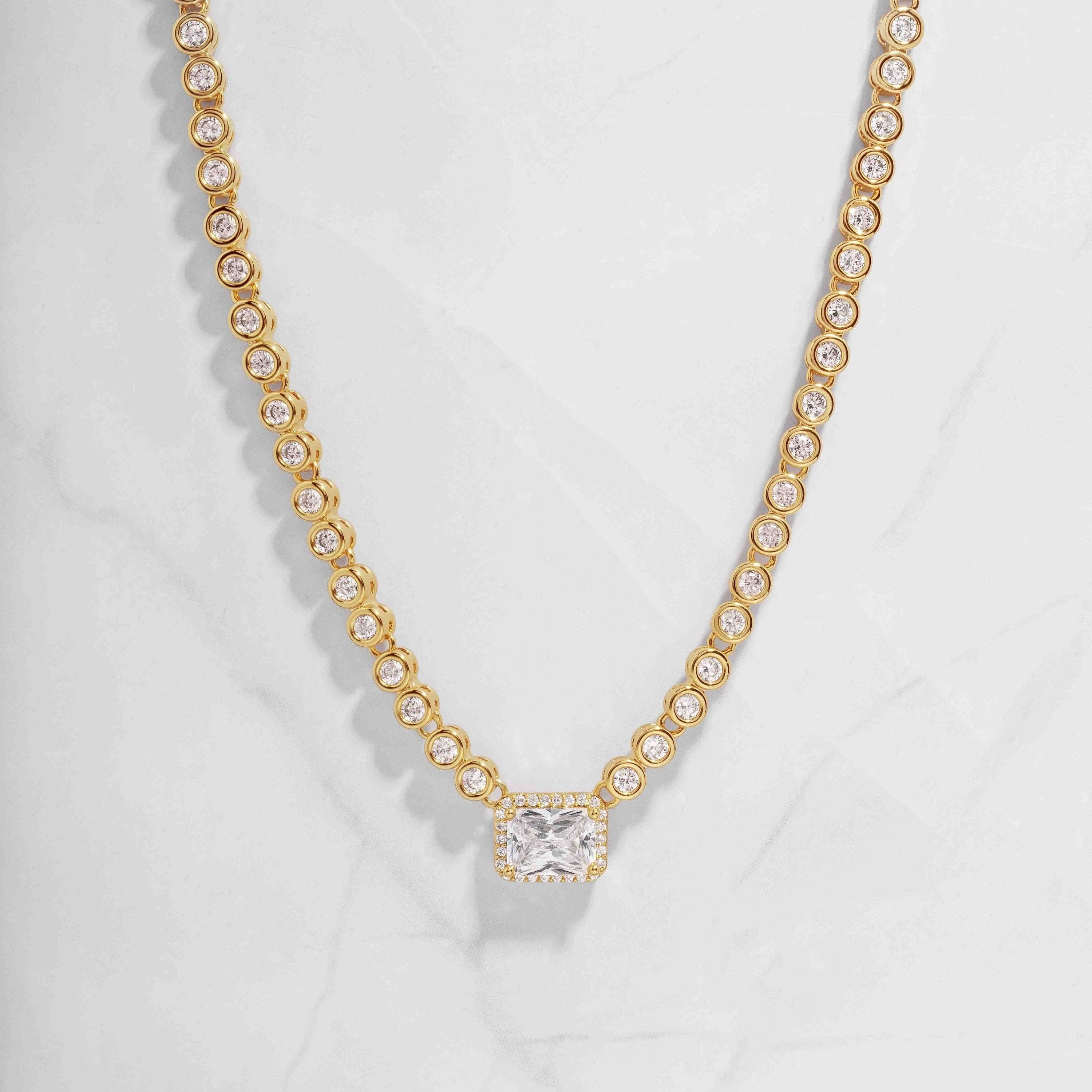 Diamond Baguette Tennis Necklace - Let's Bag It 