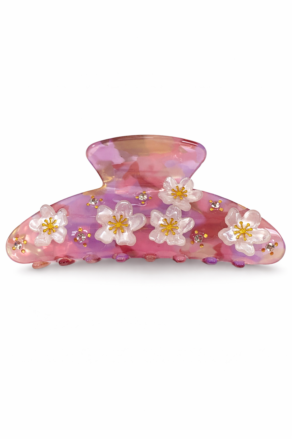 🌸 Floral Embellished Pastel Hair Claw Clip
