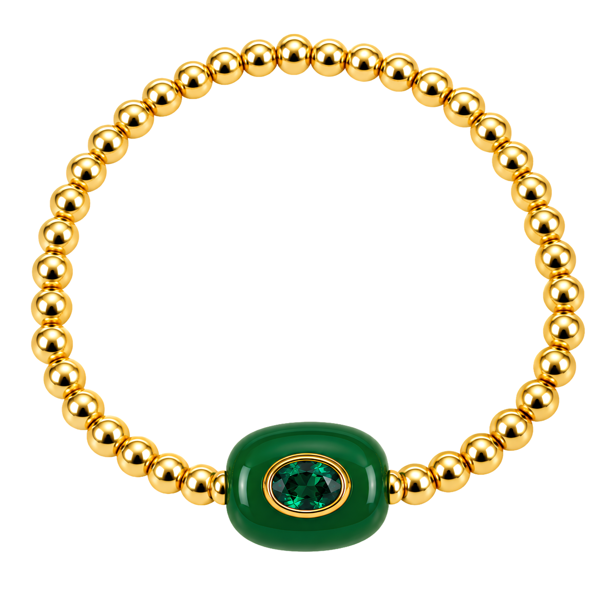 Gold Oval Glass Stone Bracelet