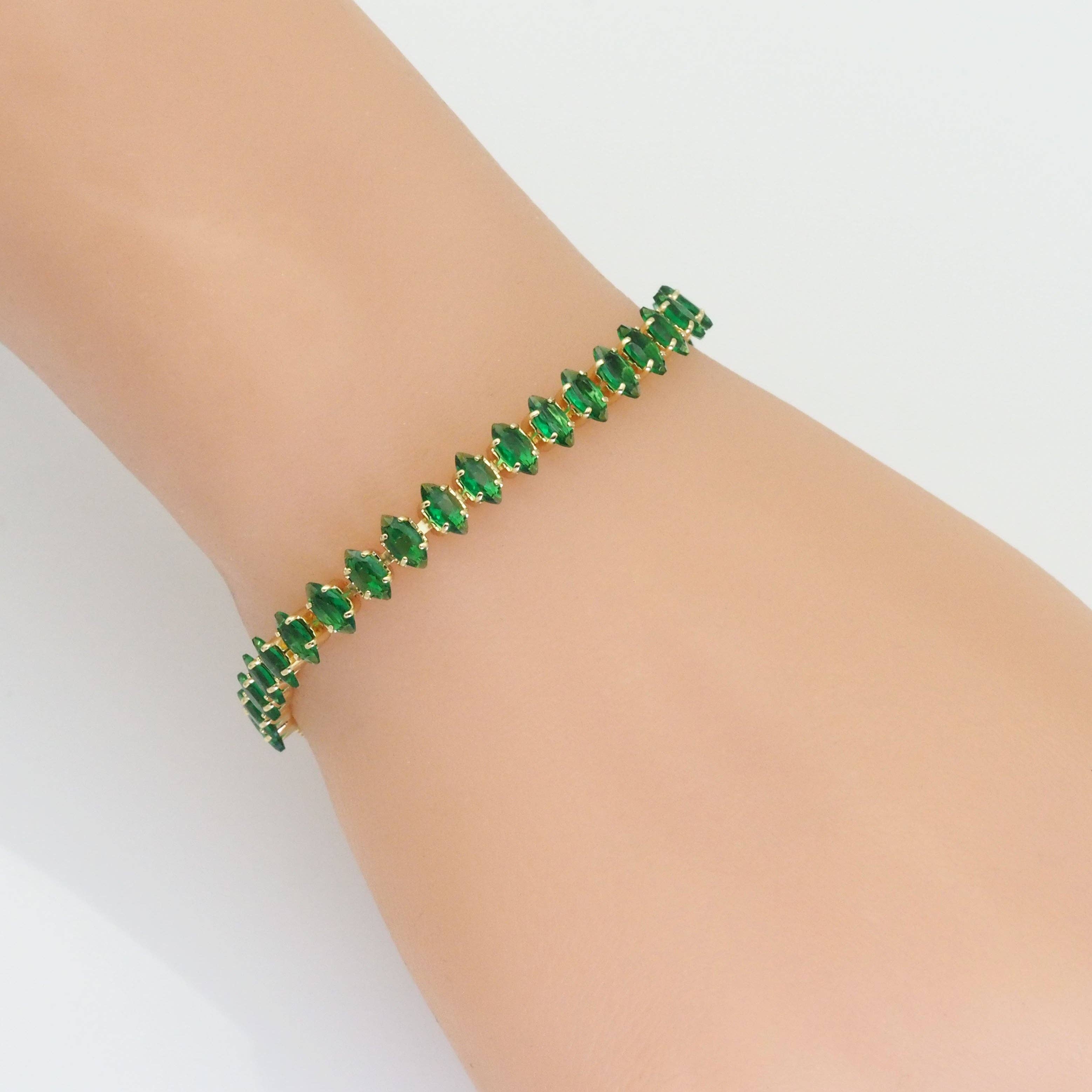 Eye Shape CZ Gold-Filled Link & Chain Bracelet