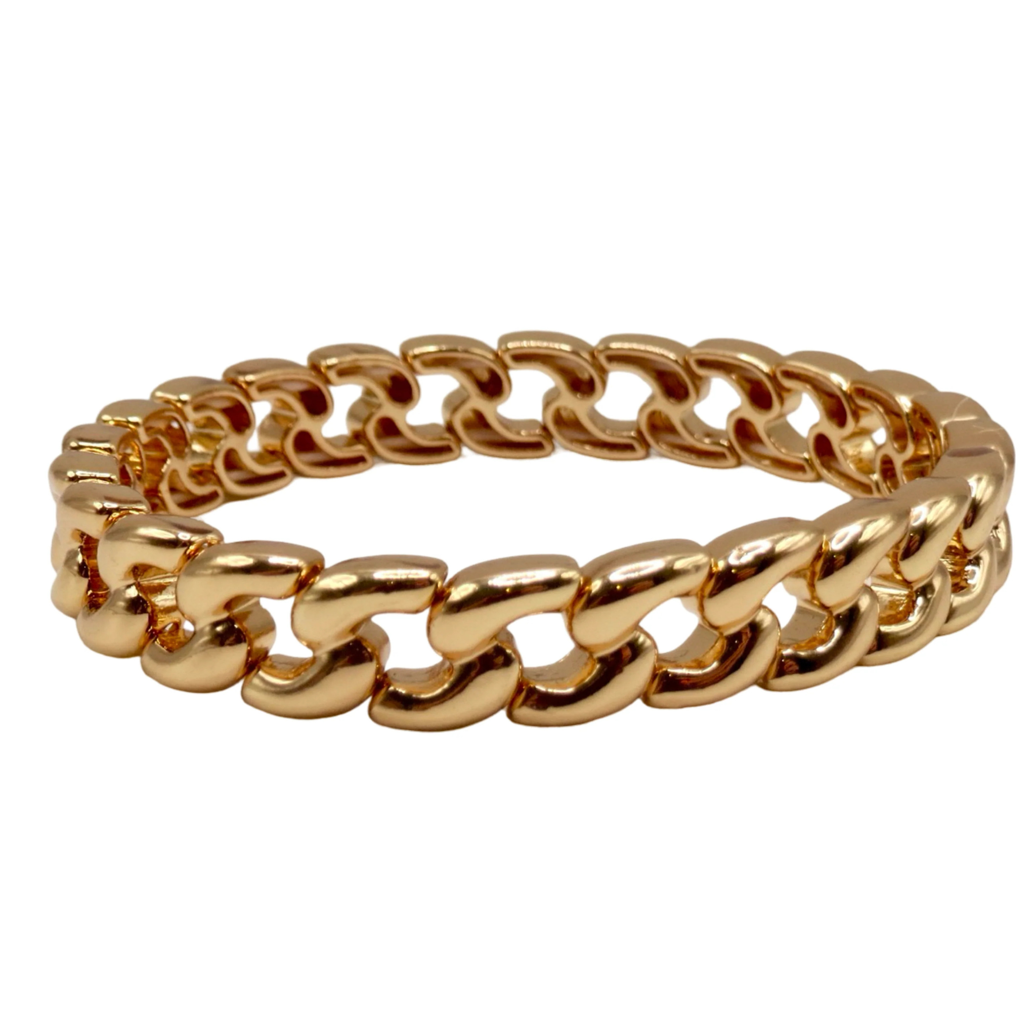 Large stretch Cuban chainlink bracelet by la lumiere ny, showcasing a bold, interlocking design in a sleek finish.