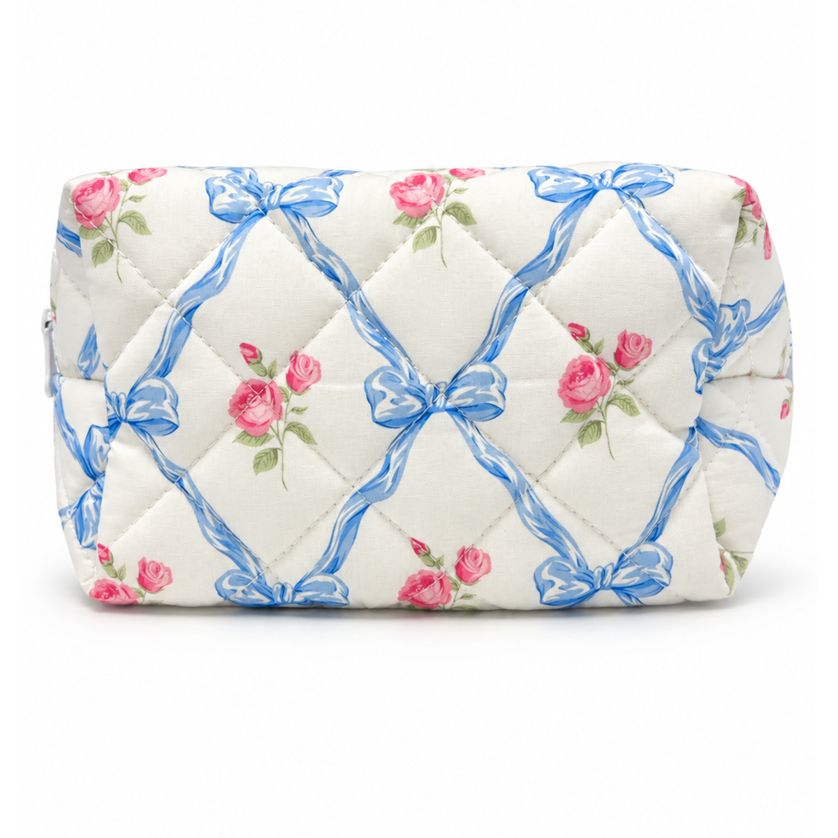 Quilted Bow Coquette Makeup Bag