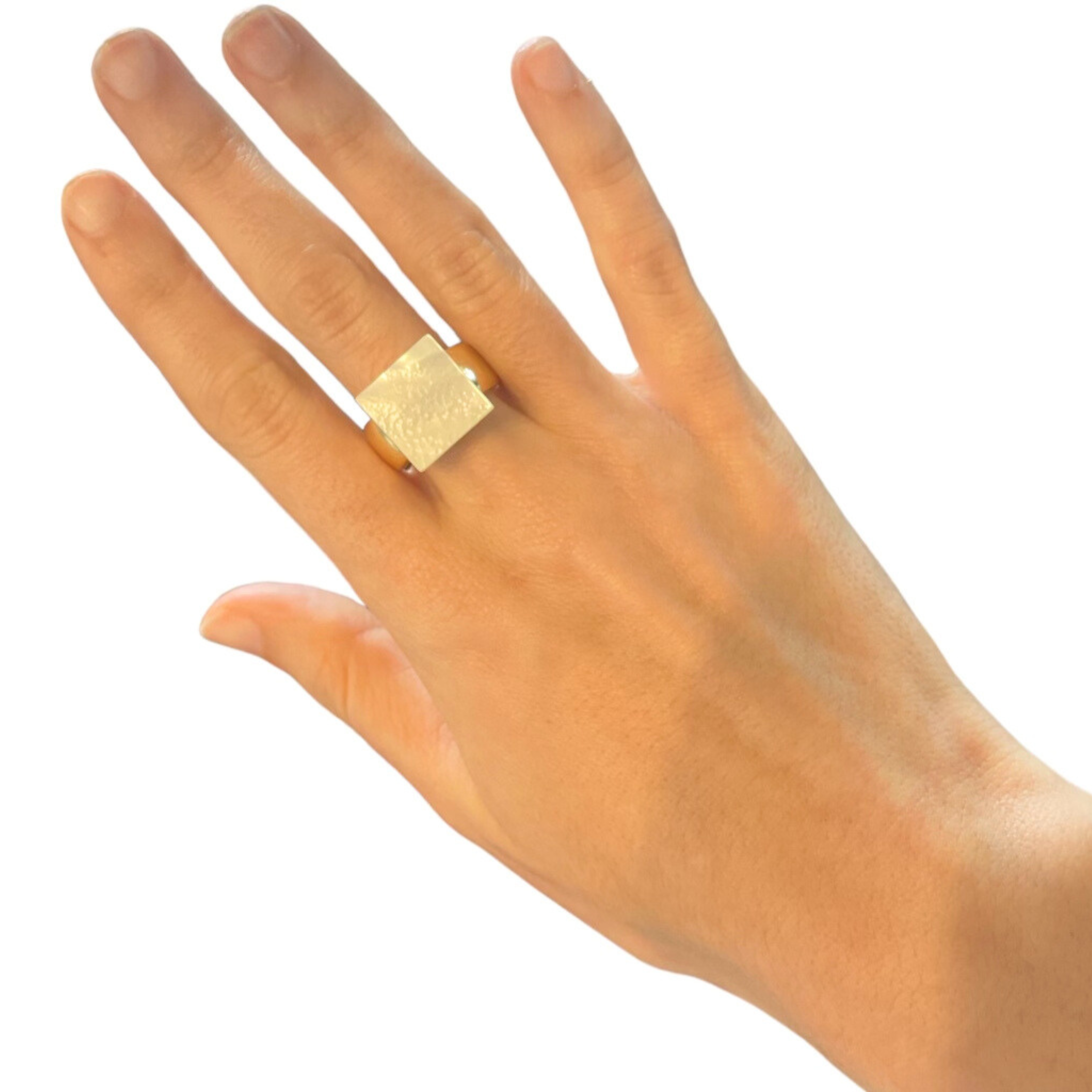 Mother of Pearl Square Statement Chunky Ring