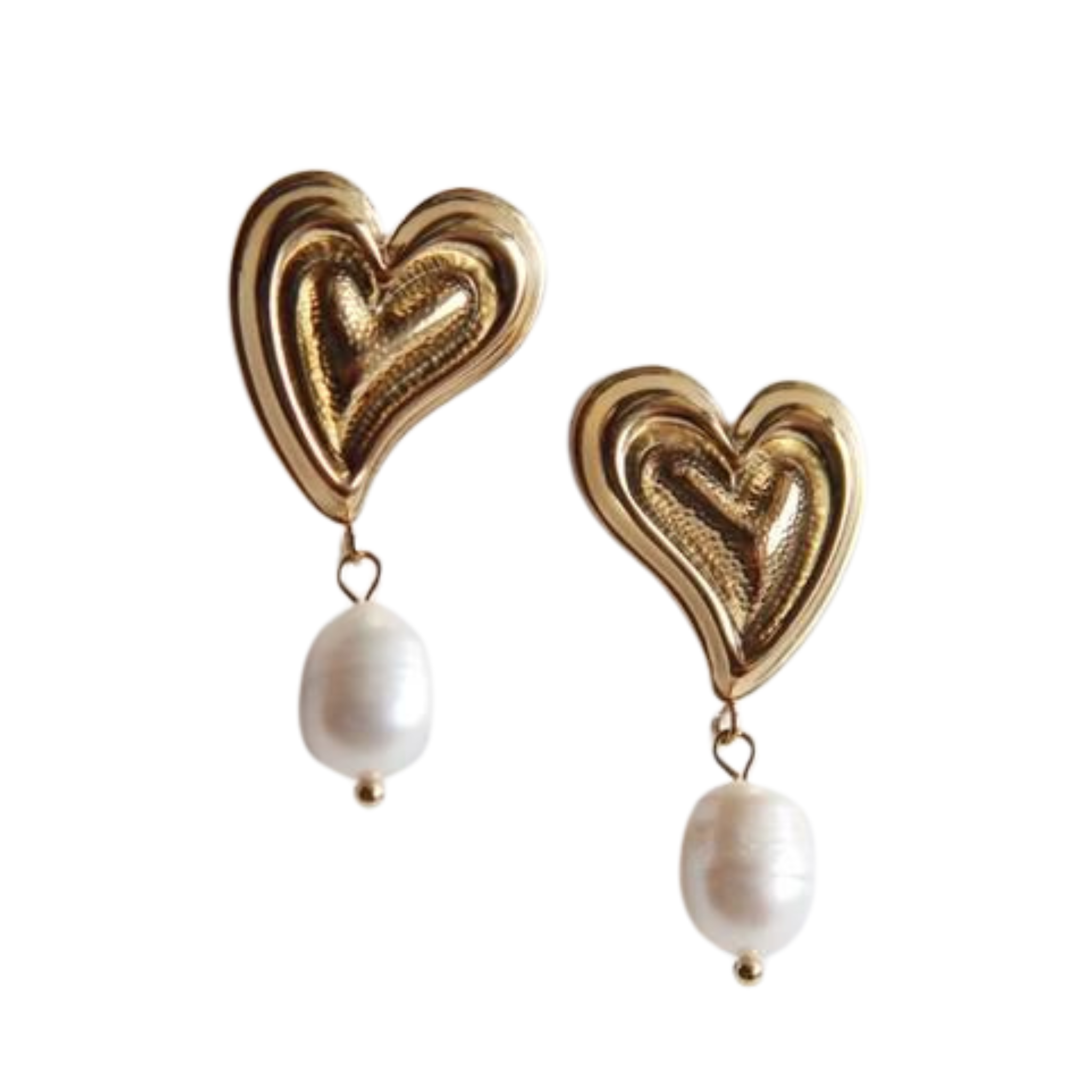 Pearl Drop Heart Earrings