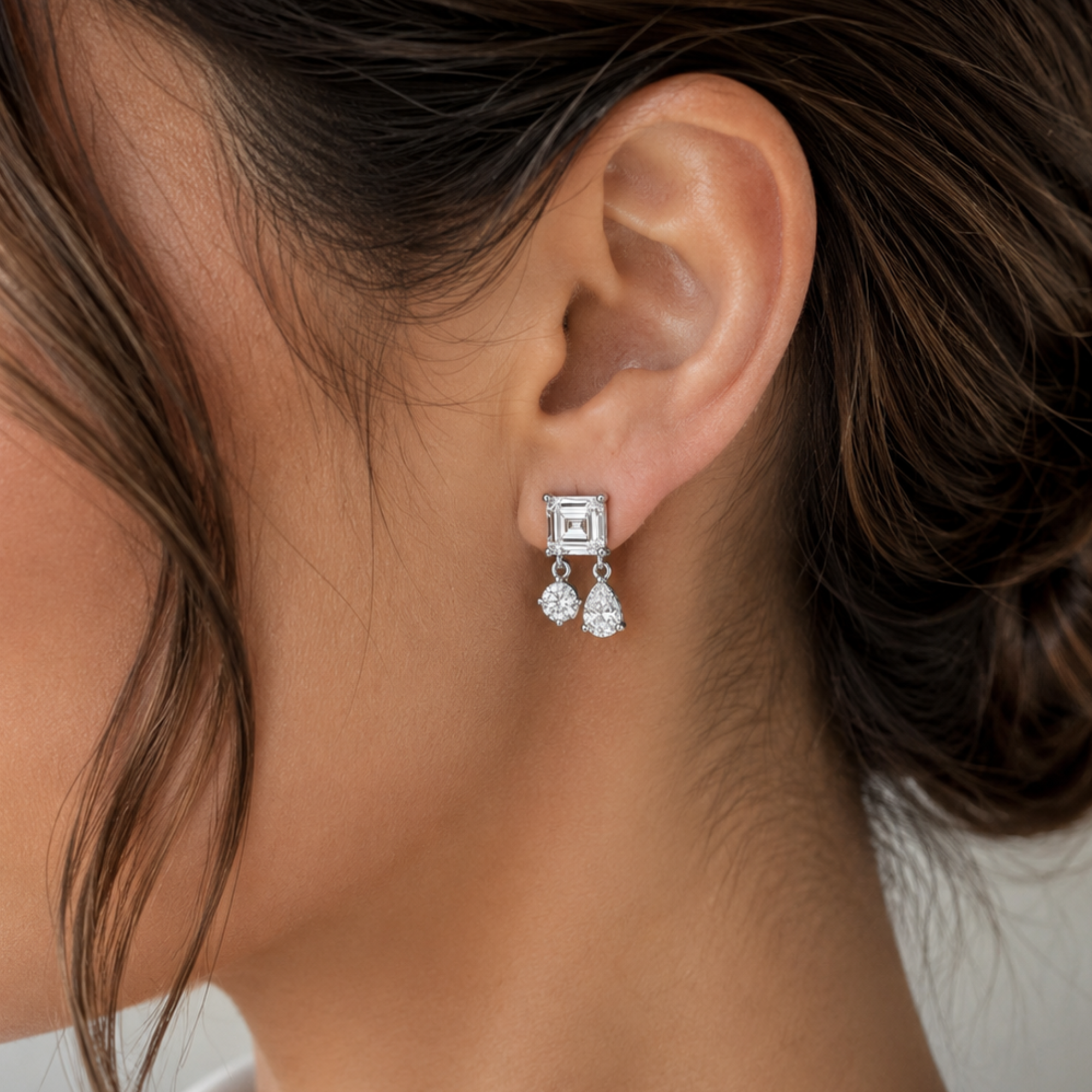 Double Droplet CZ Stud Earring